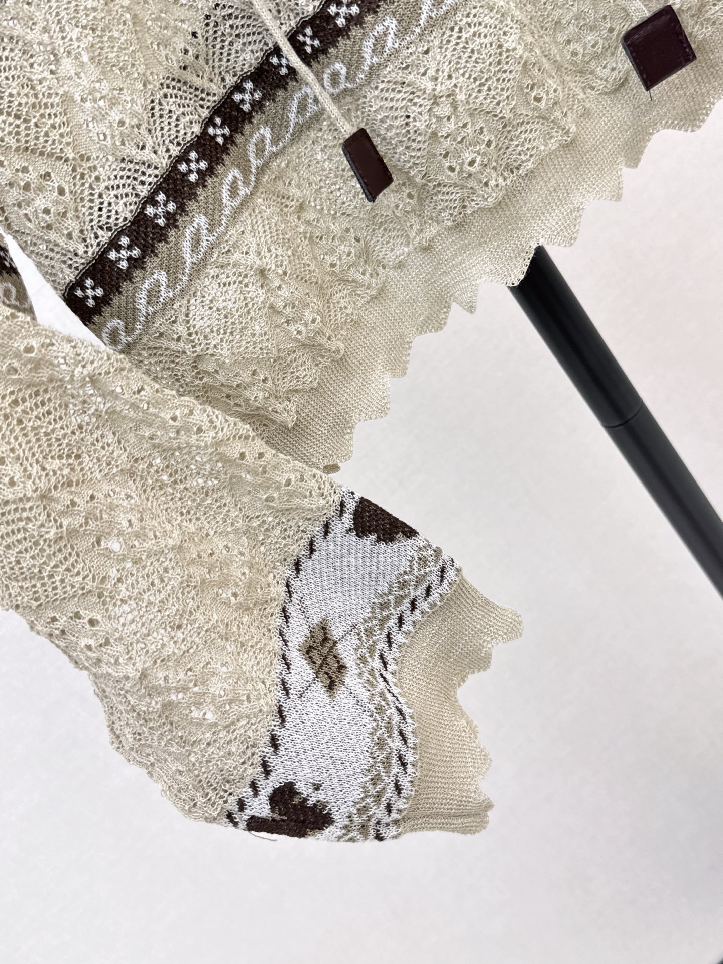 Miu 26fw jacquard hooded knit sweater