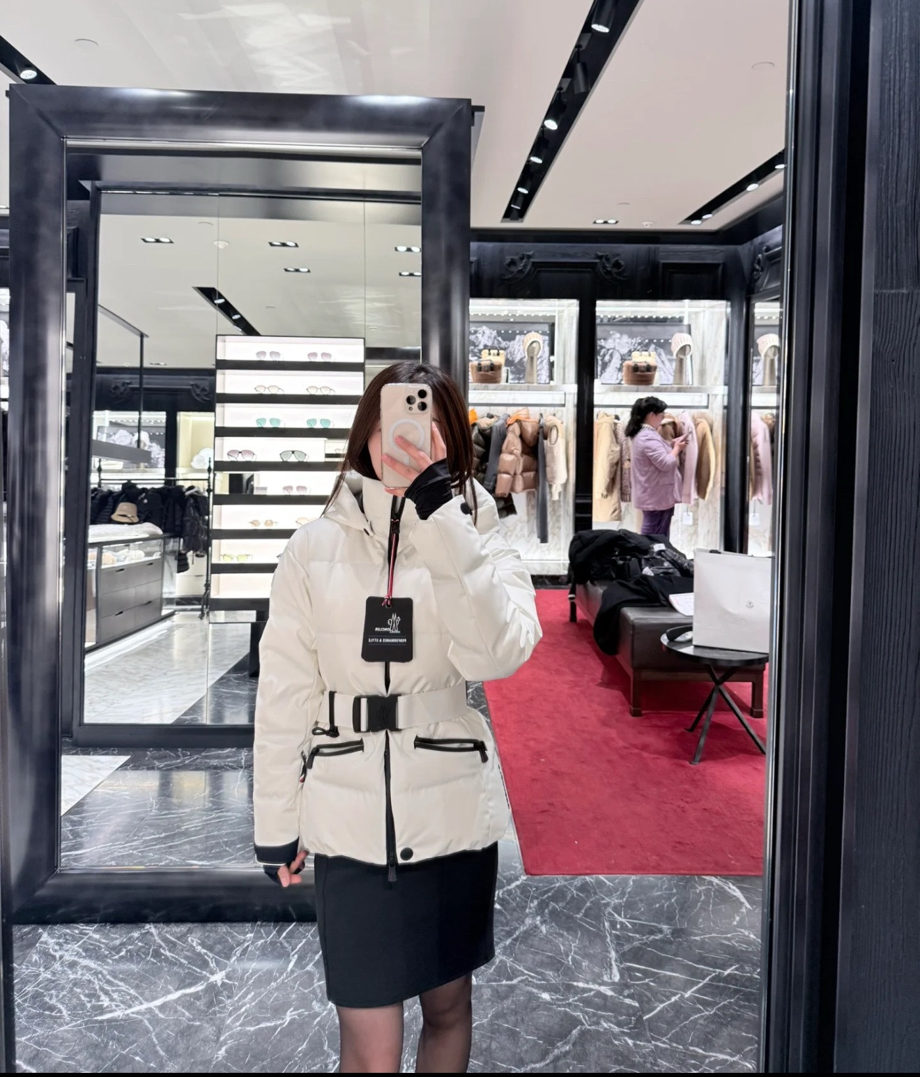Monc 26fw belted hooded down jacket