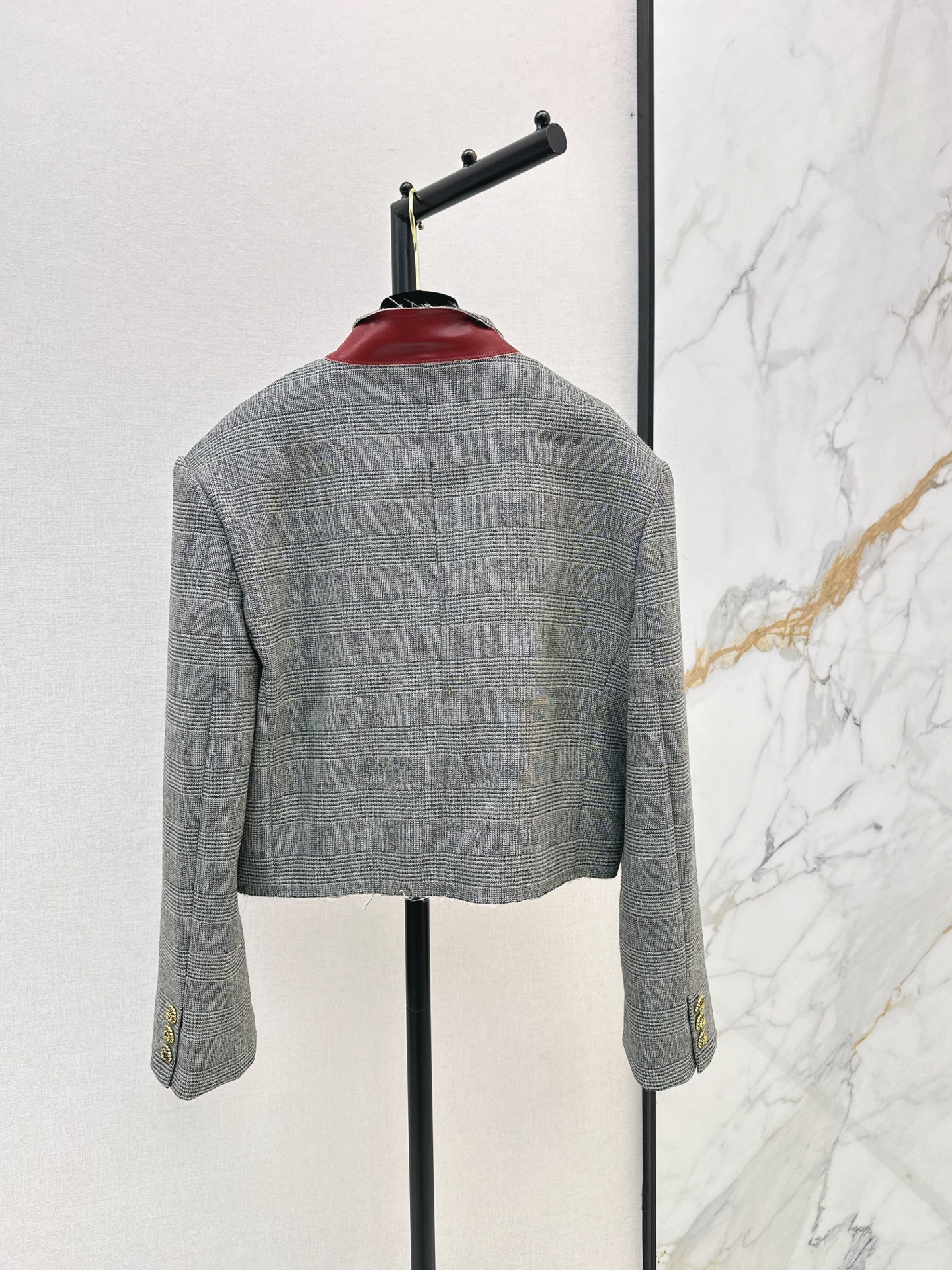 Chan 26fw check cropped jacket