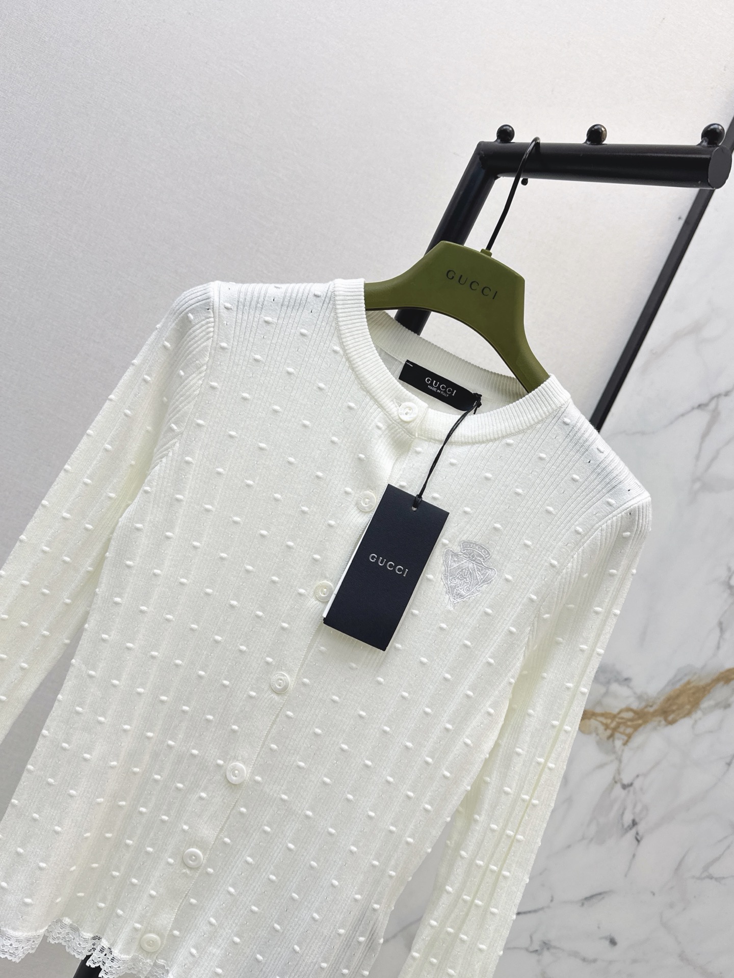 Guc 26fw lace trim knit cardigan