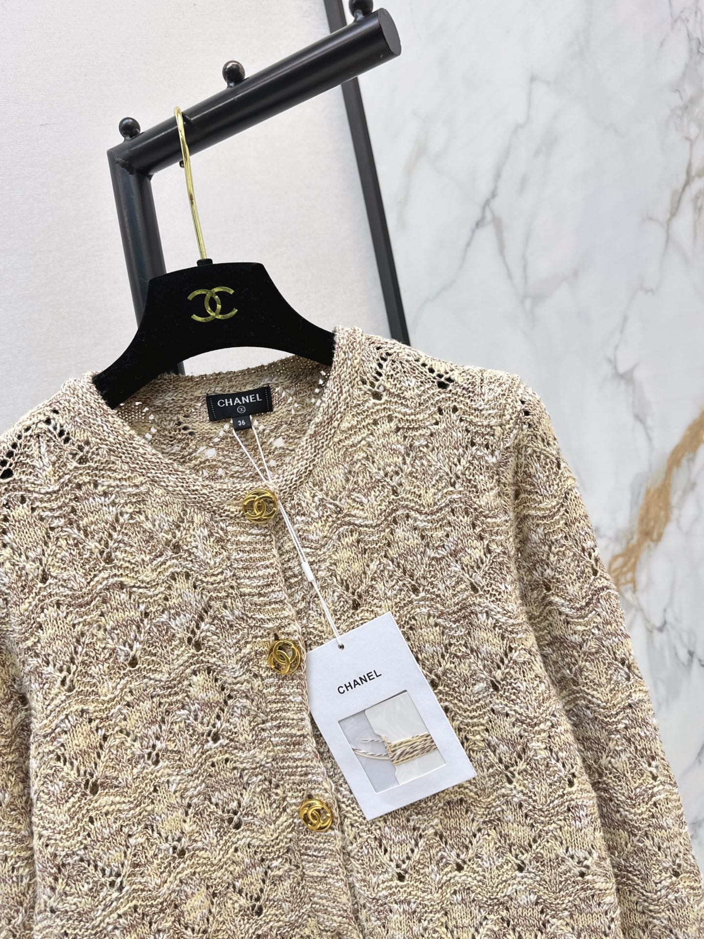 Chan 26fw hollow jacquard cardigan