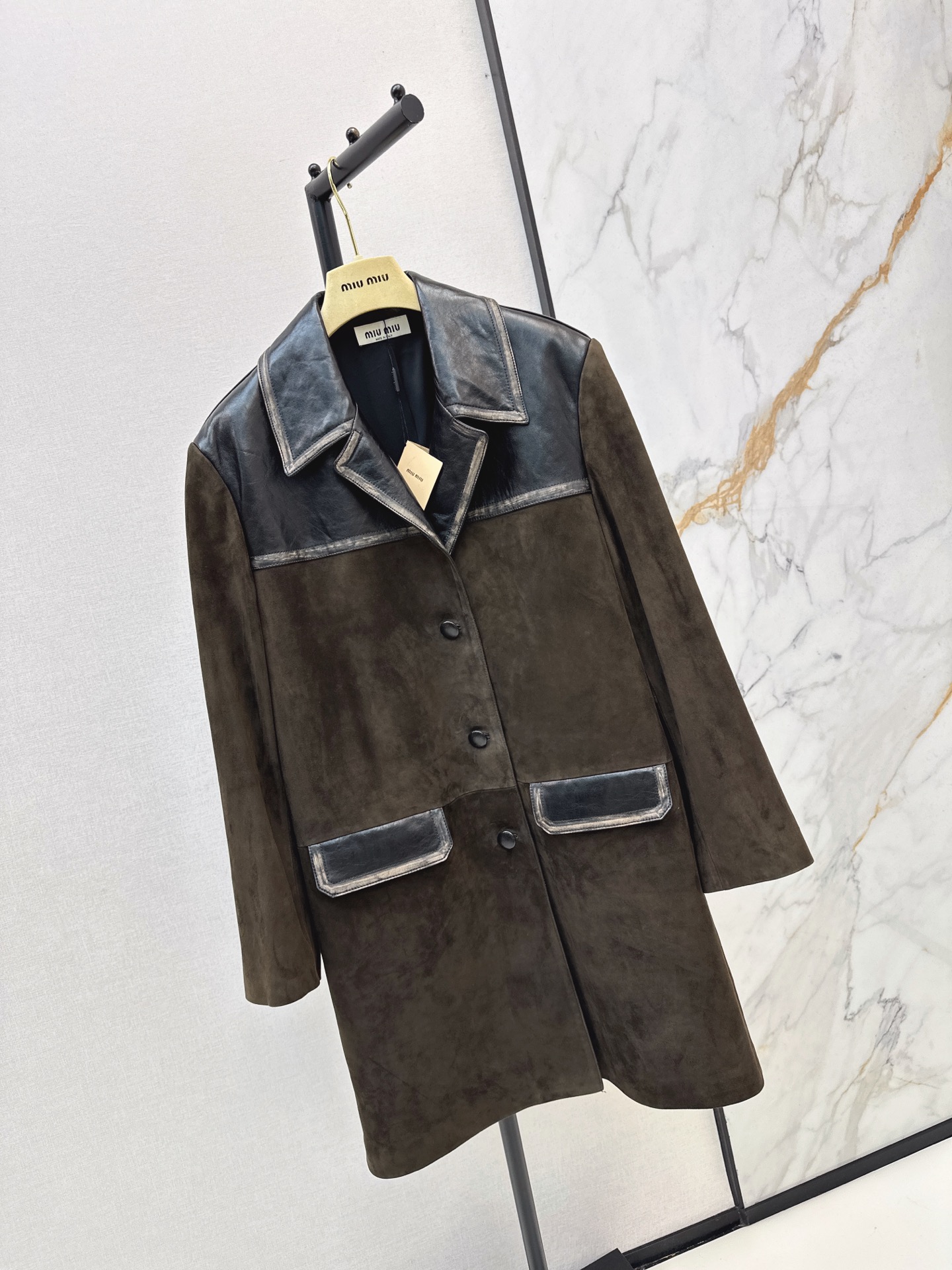 Miu 26fw long suede leather jacket