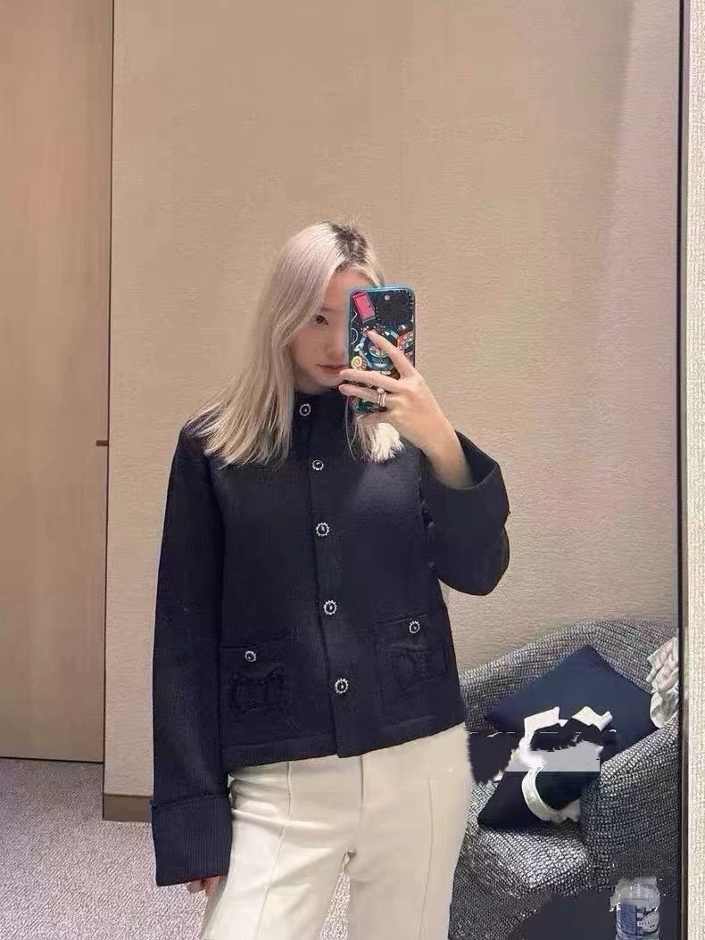 Chan 26fw lace-trim cardigan