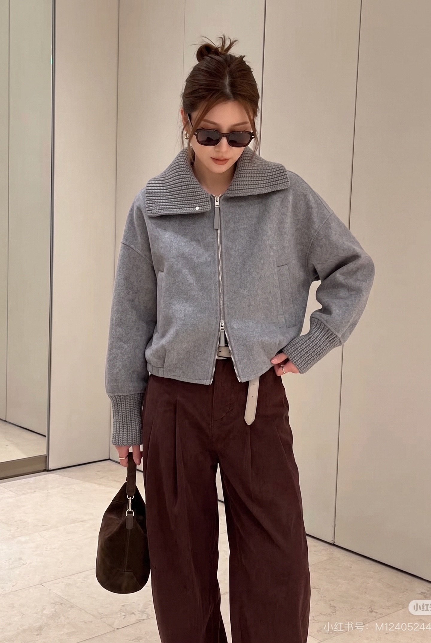 Brun 26fw woolen zipper jacket