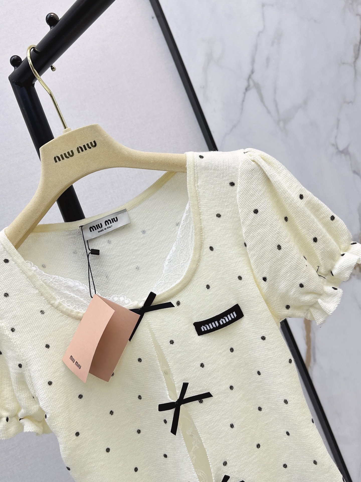 Miu 26ss pokla dots knit top