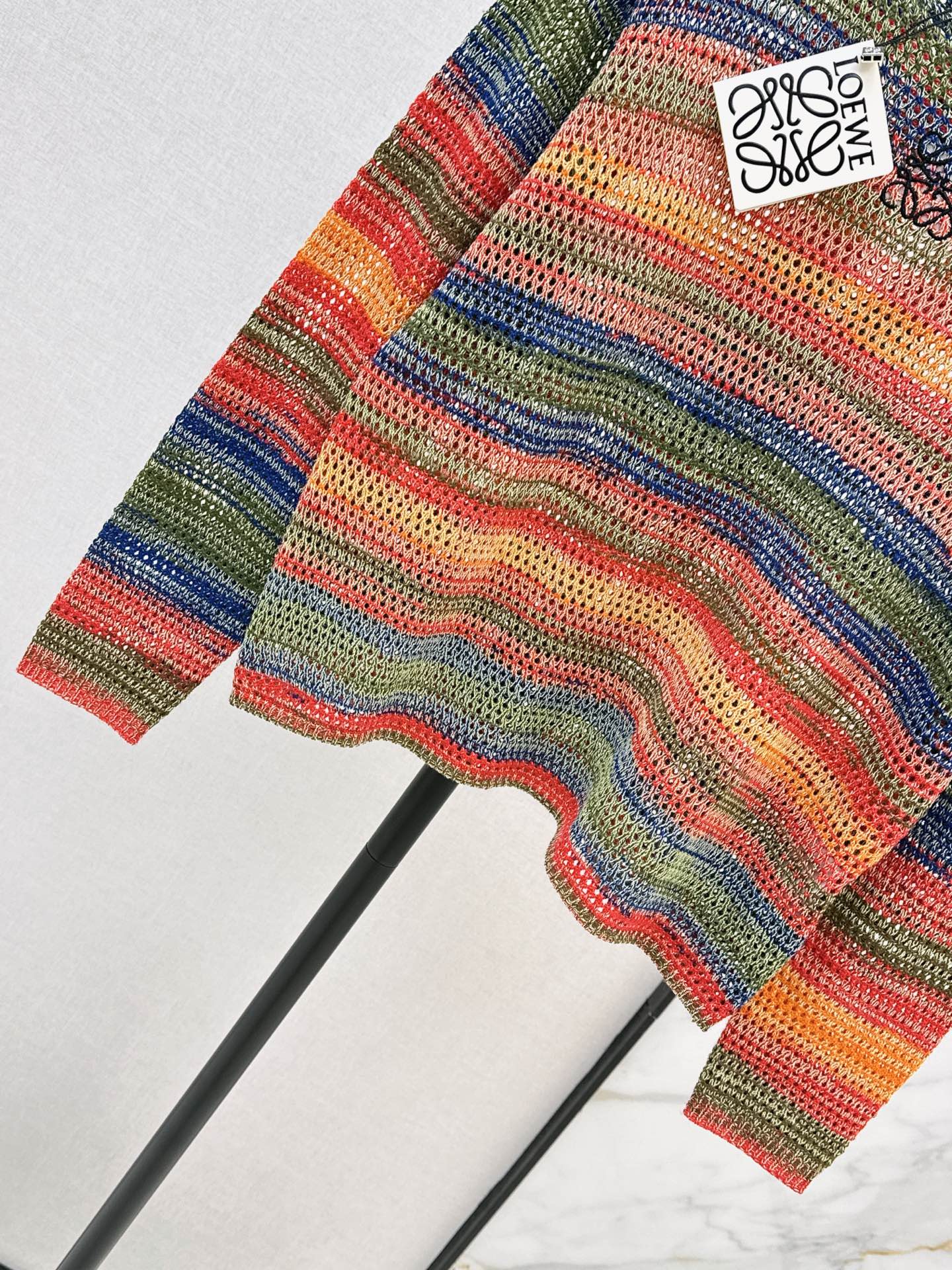 Loe 26fw stripe hollow knitwear