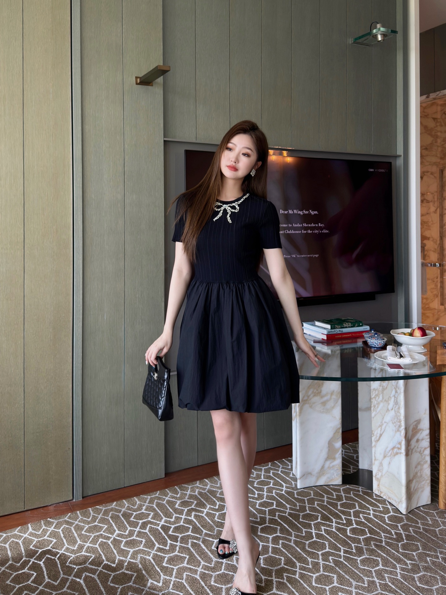 Valen 26ss beading knit contract dress