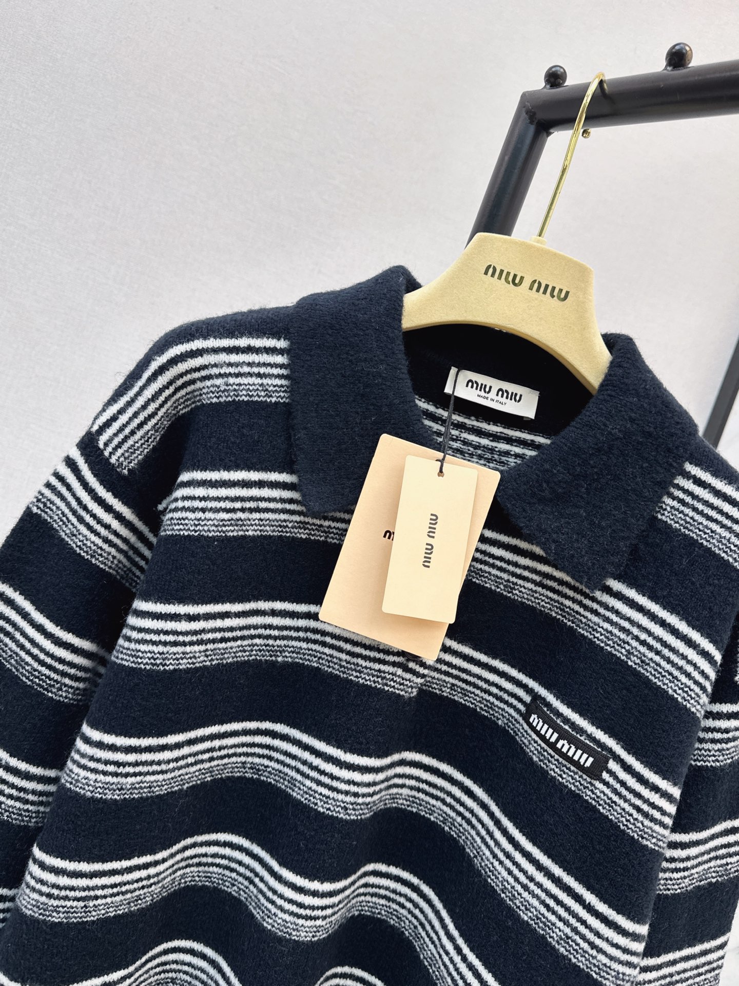 Miu 26fw stripe polo knitwear