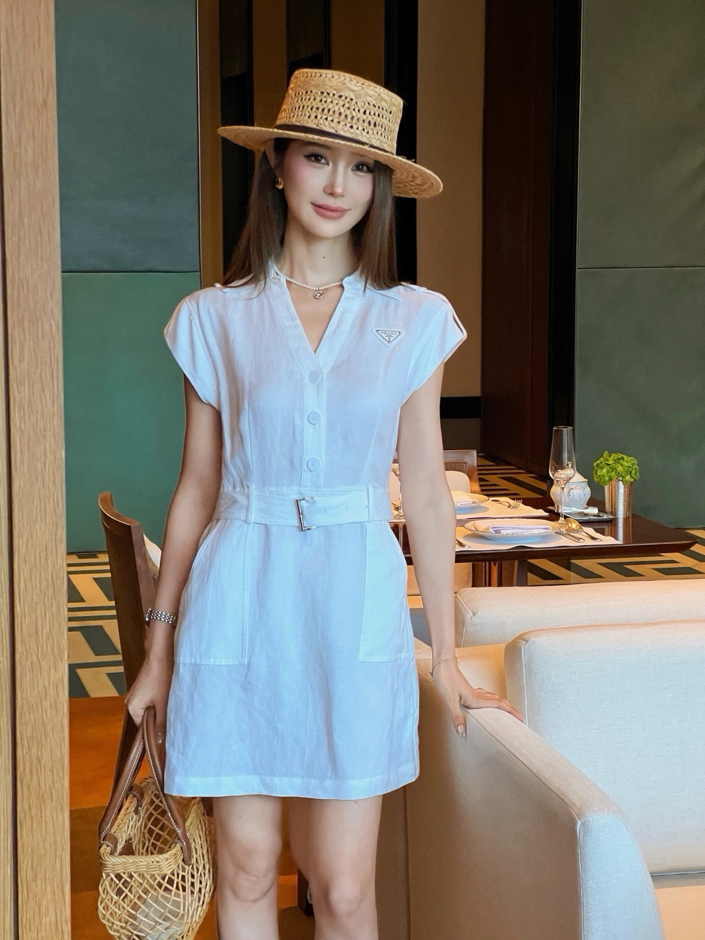 Pra 26ss sleeveless linen dress