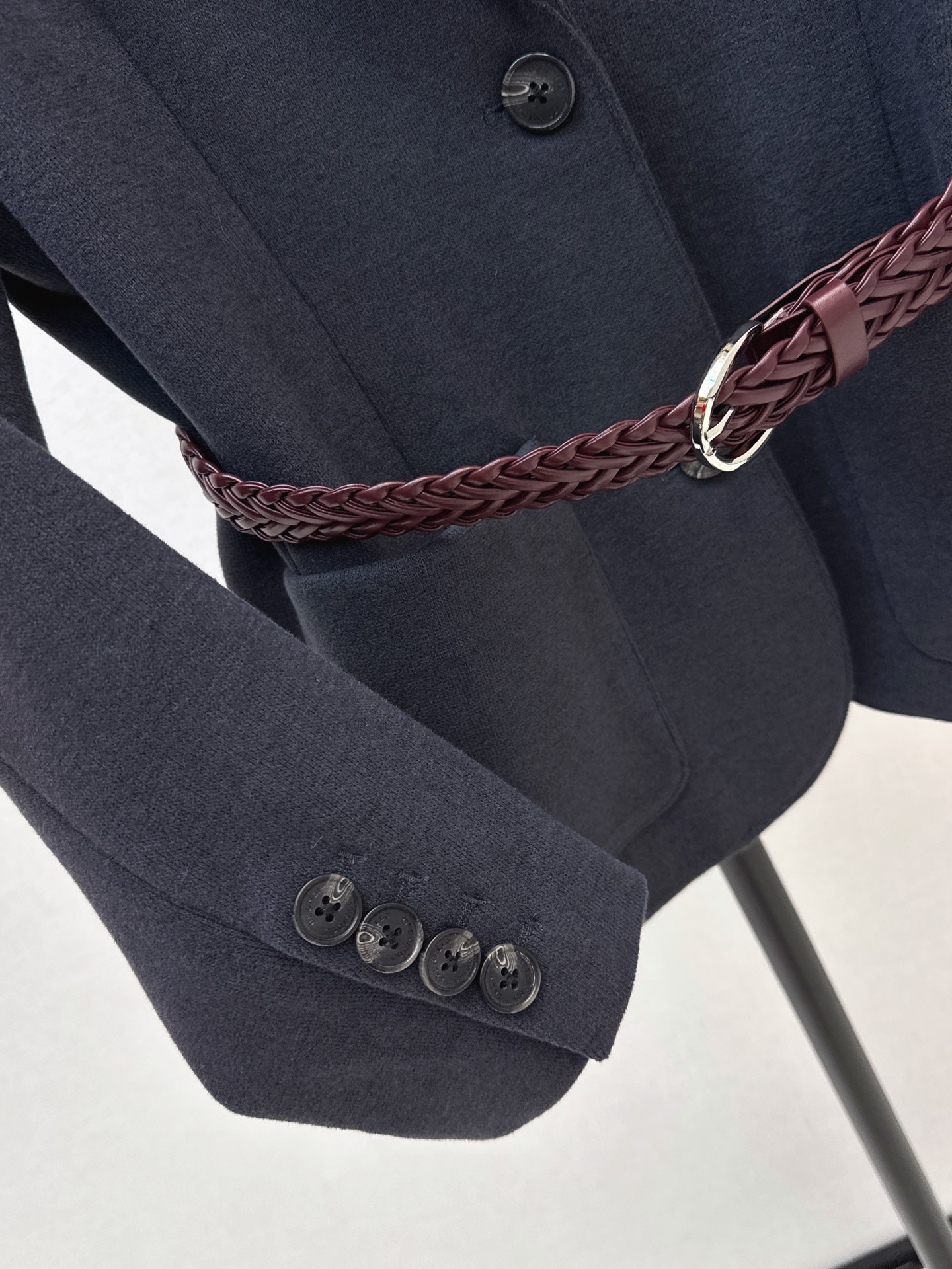 Brun 26fw knit belted blazer