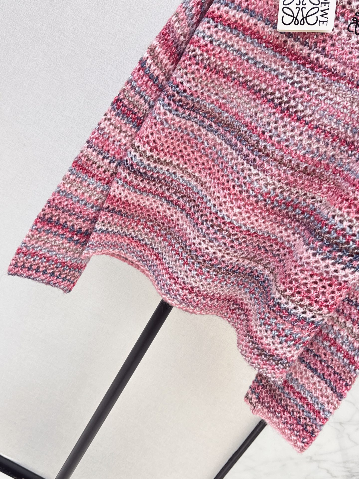 Loe 26fw stripe hollow knit sweater