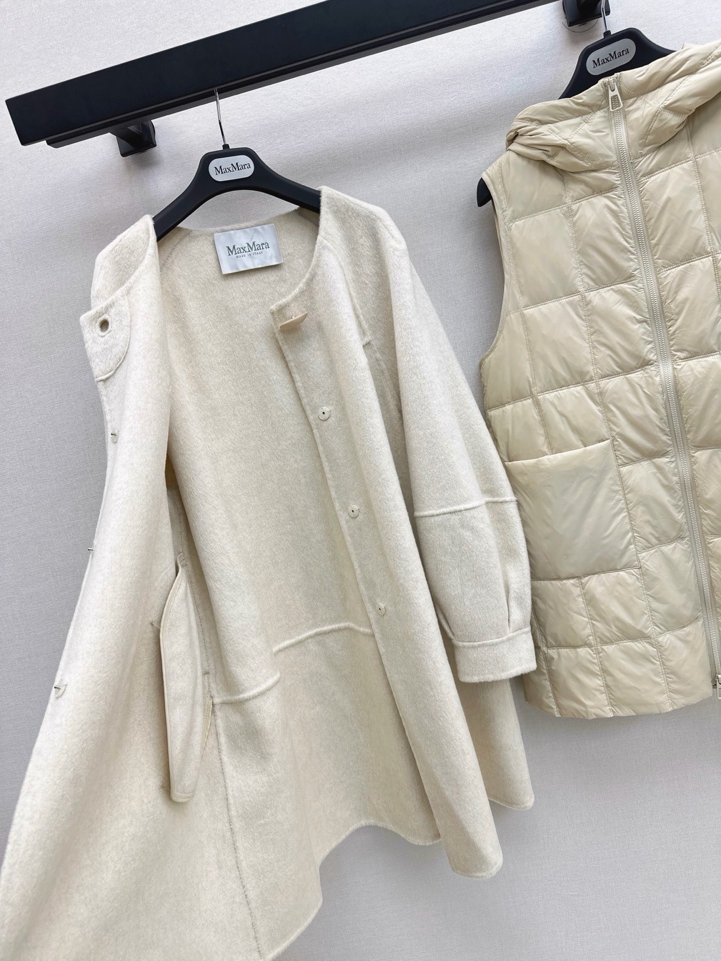 Max 26fw hooded down vest overcoats sets