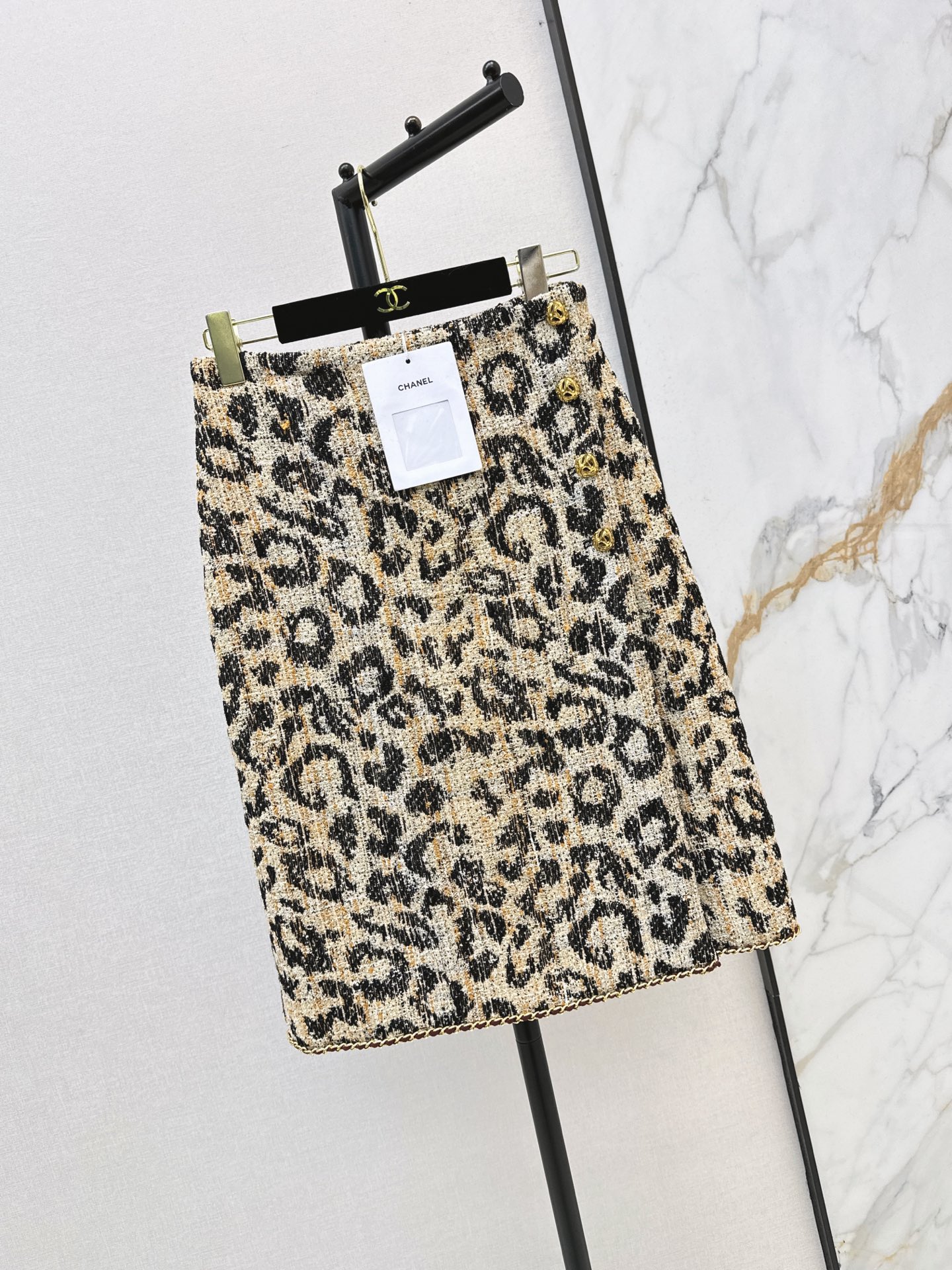 Chan 26fw leopard jacquard A-line skirt