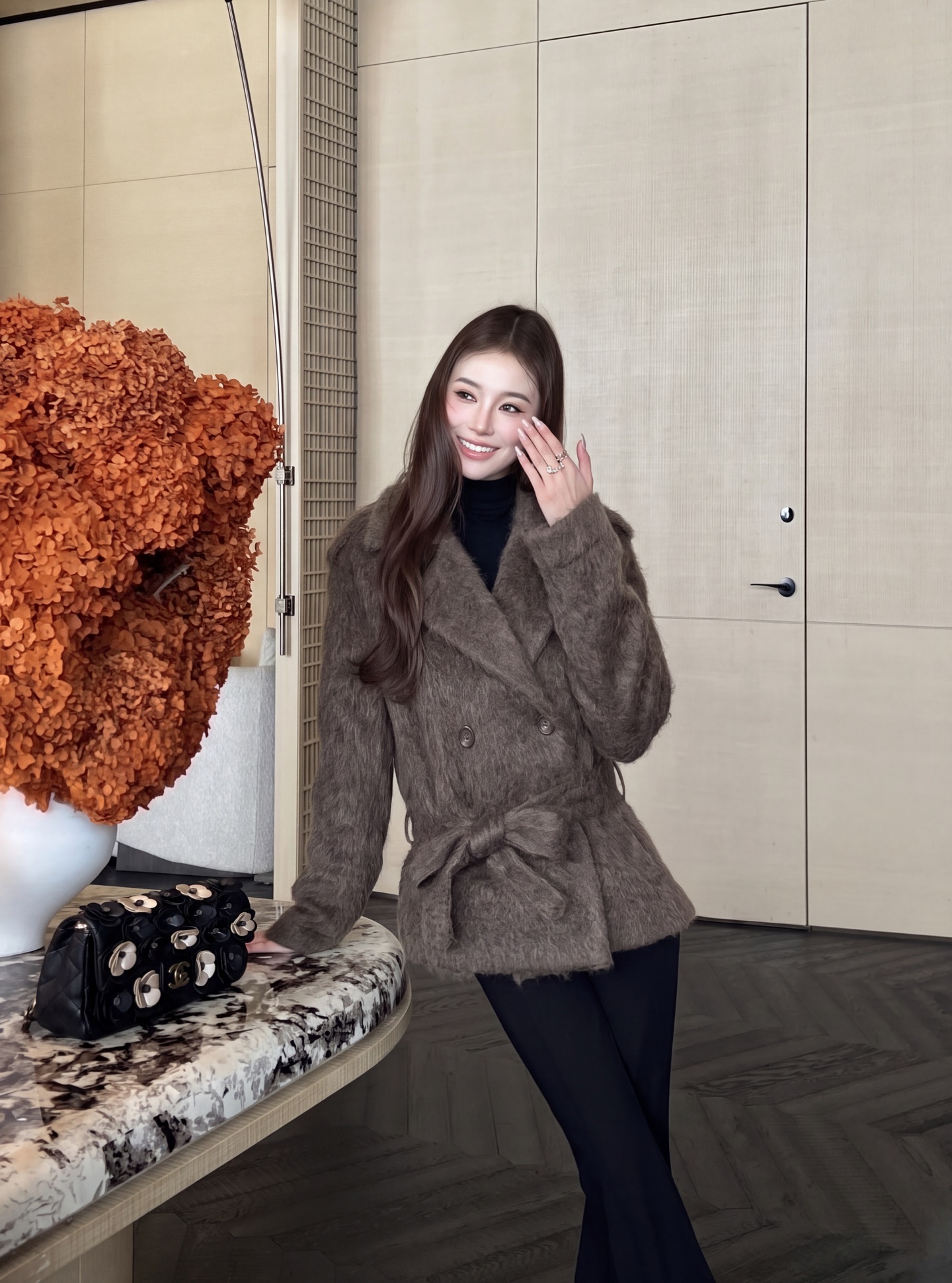 Max 26fw belted woolen jacket