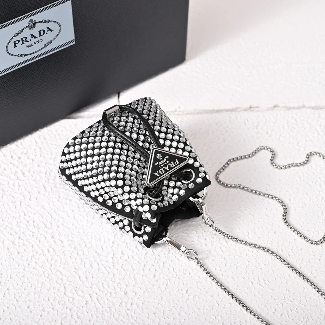 PD Embellished satin mini-pouch