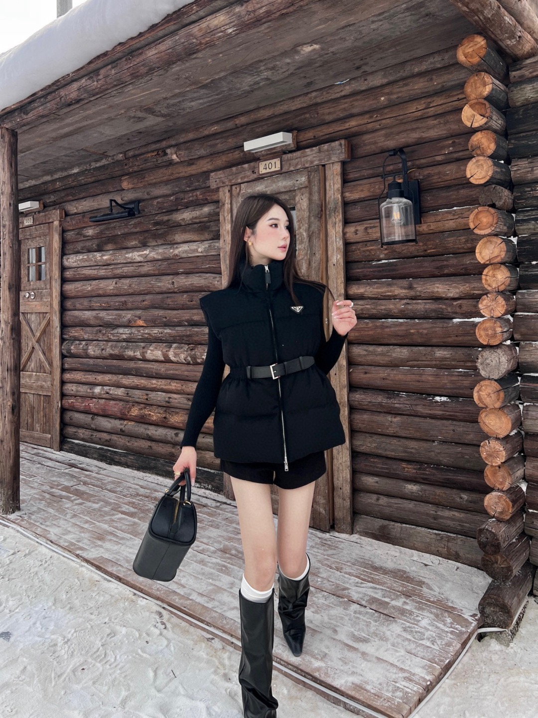 Pra 26fw woolen belted down vest