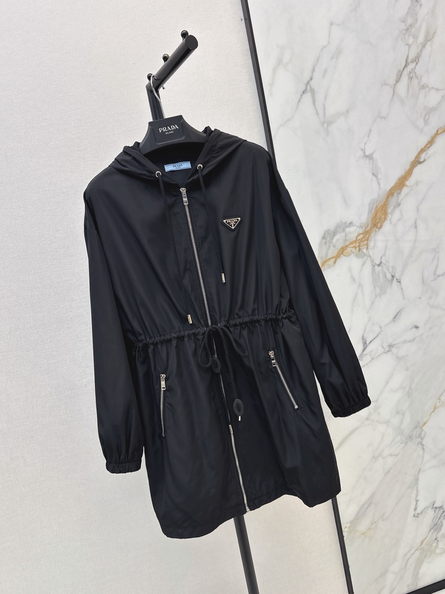 Pra 26fw drawstring hooded trench coats