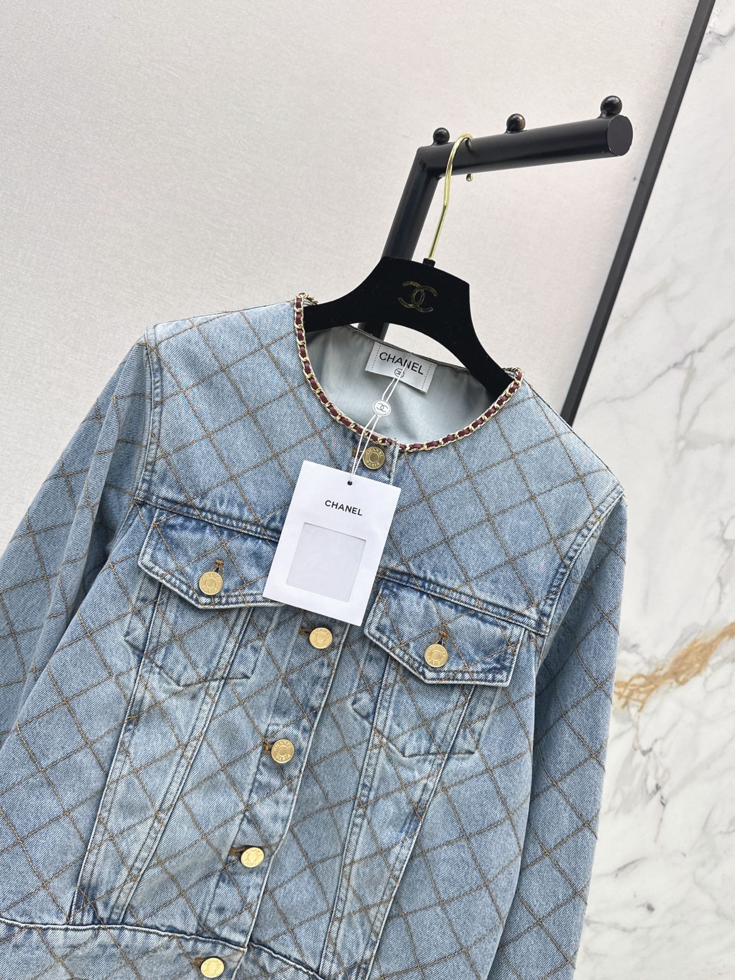 Chan 26fw diamond pattern denim jacket