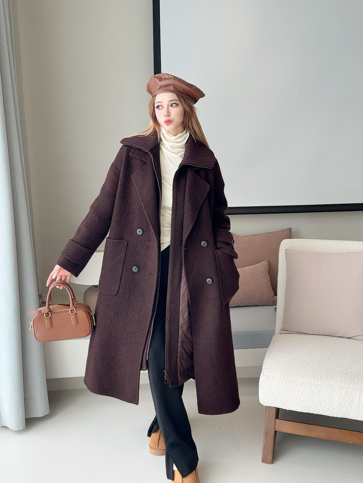 Max 26fw down vest double breasted overcoats set