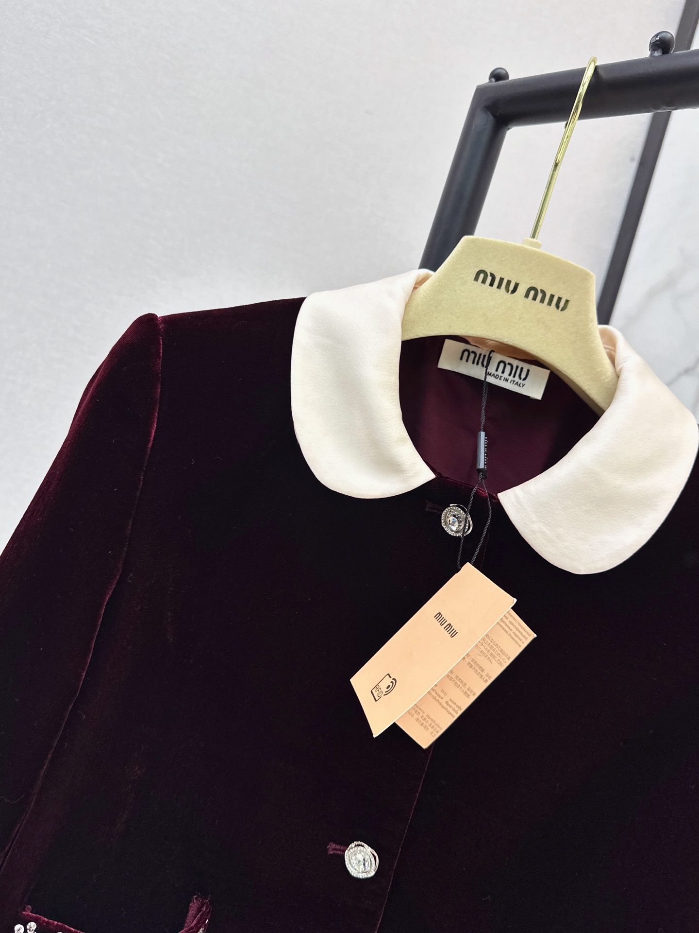 Miu 26fw rhinestone velvet jacket