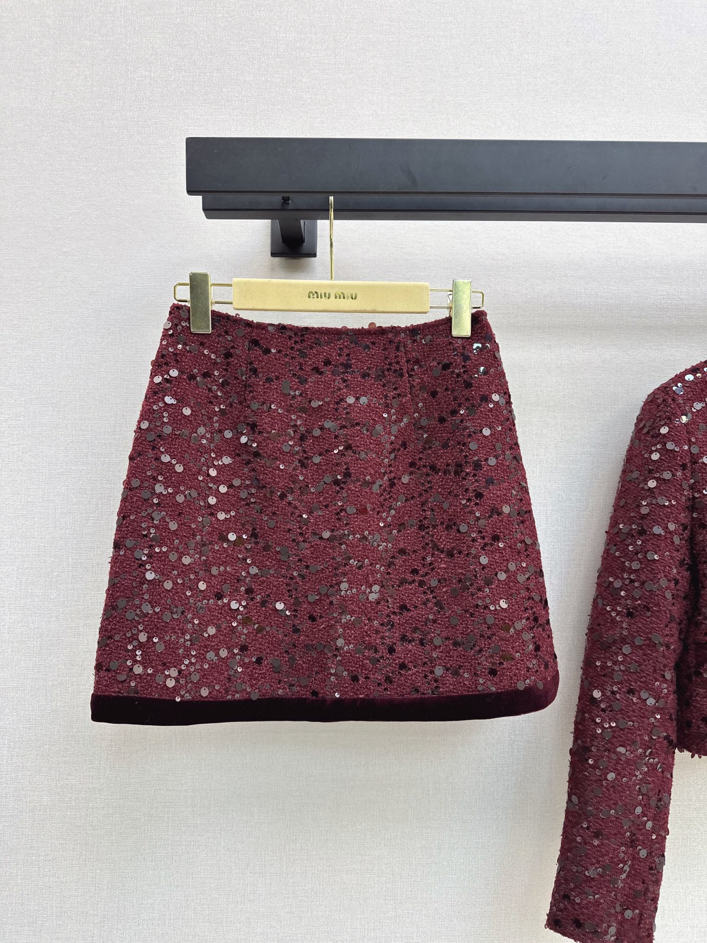 Chan 26fw tweed woven jacket A-line skirt sets