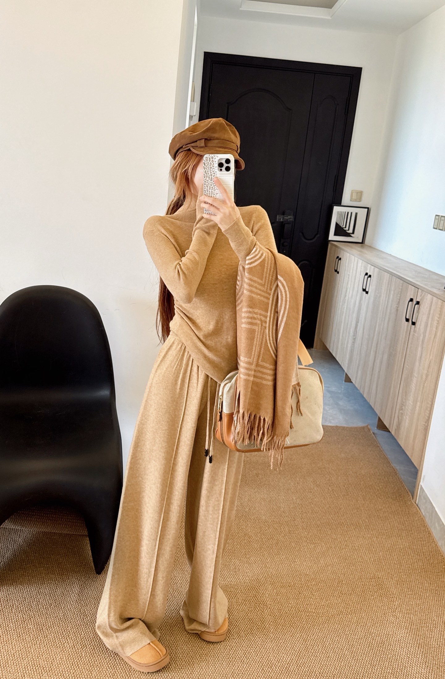 Her 26fw knit knitwear shawls pants sets