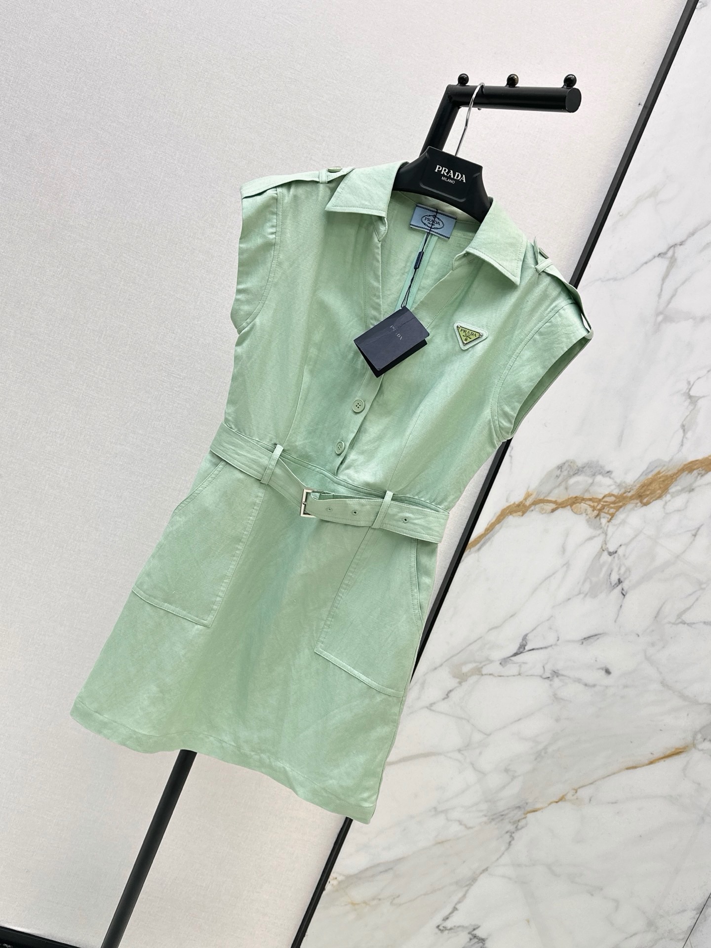 Pra 26ss sleeveless linen dress