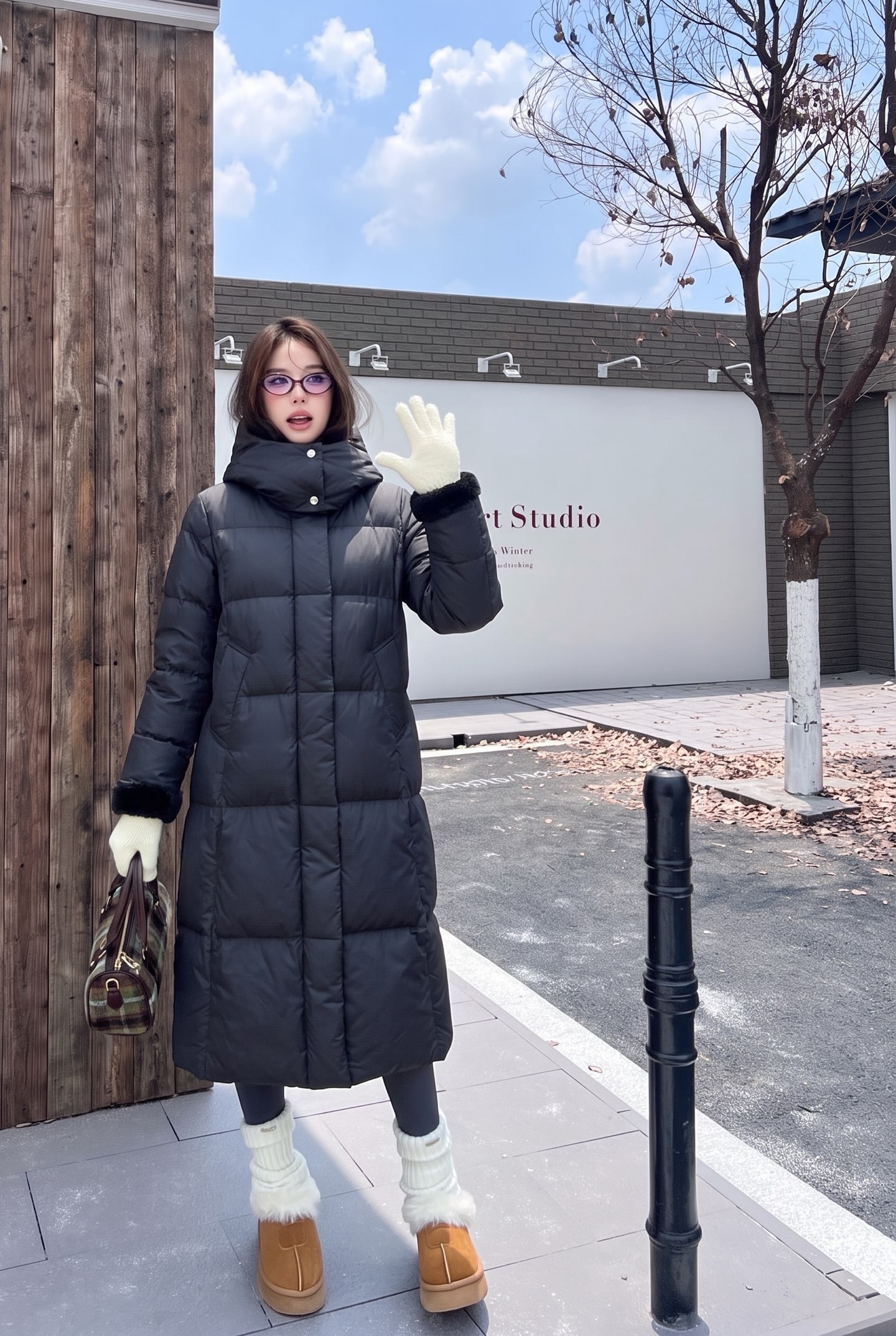 Pra 26fw hooded long down jacket