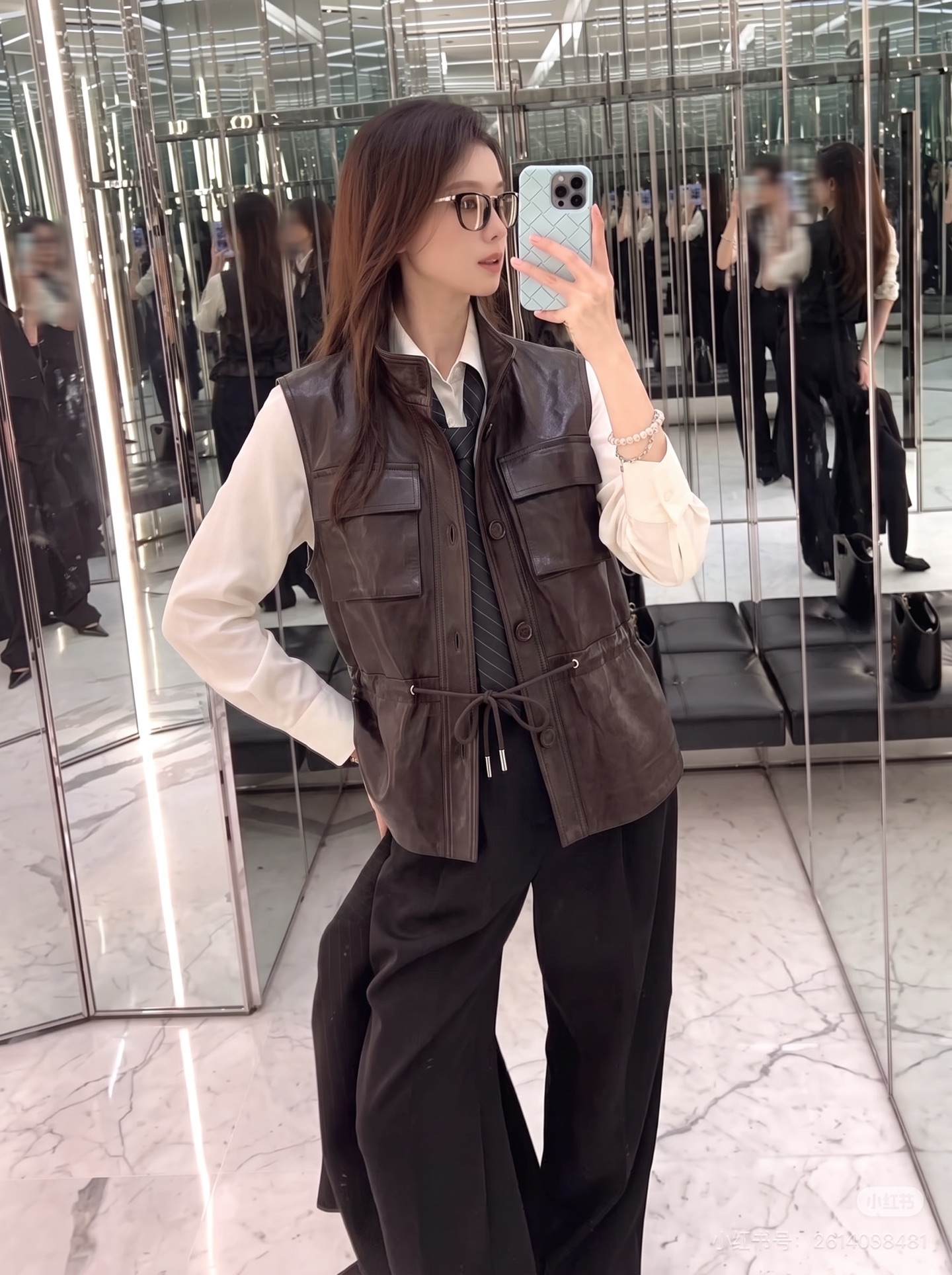 Sain 26fw leather vest jacket