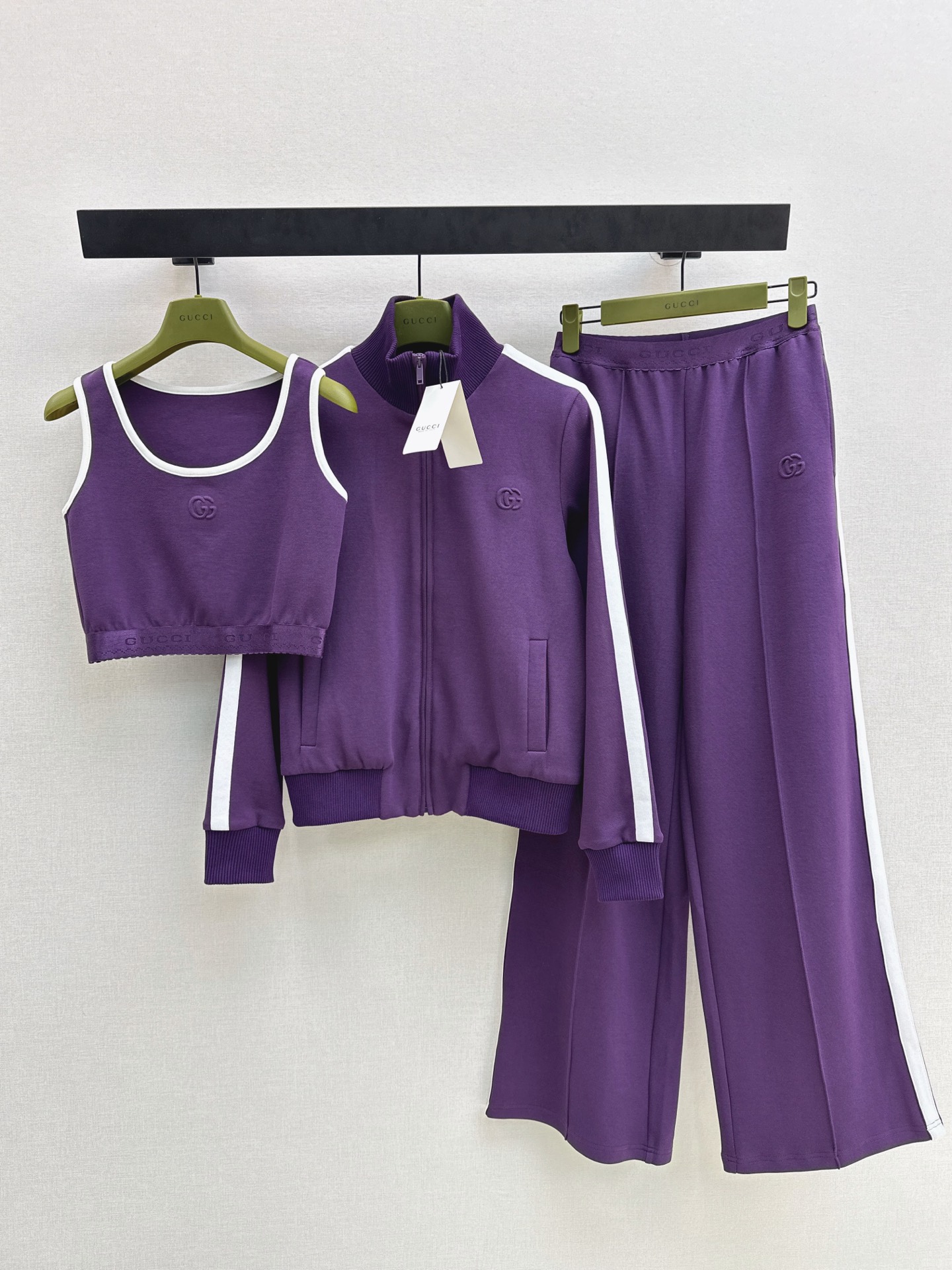 Guc 26fw zipper jacket vest pants sets