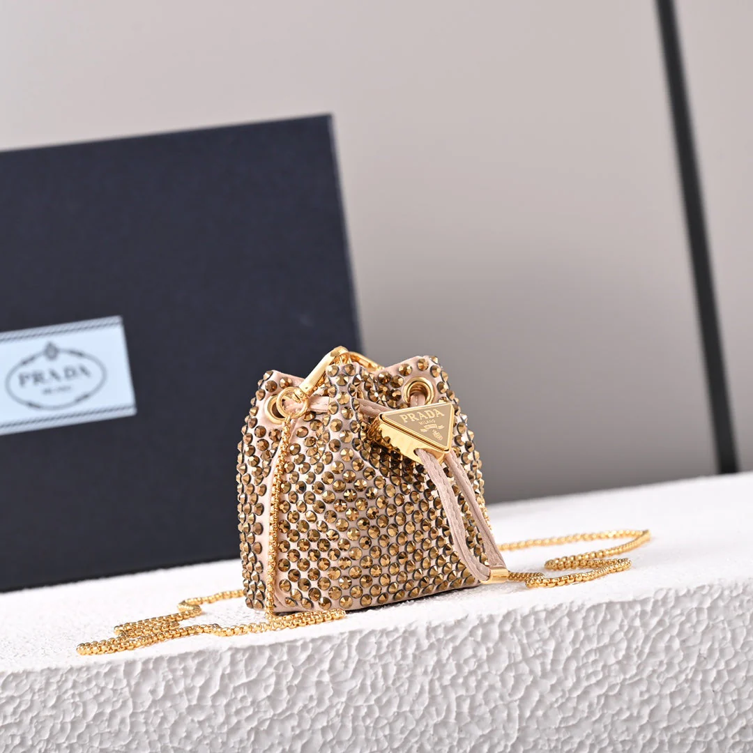 PD Embellished satin mini-pouch