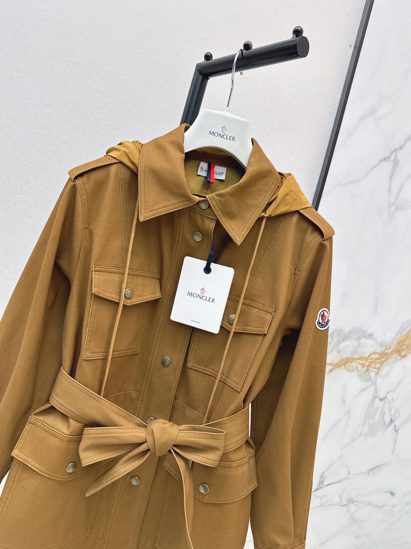 Monc 26fw hooded belted trench coats