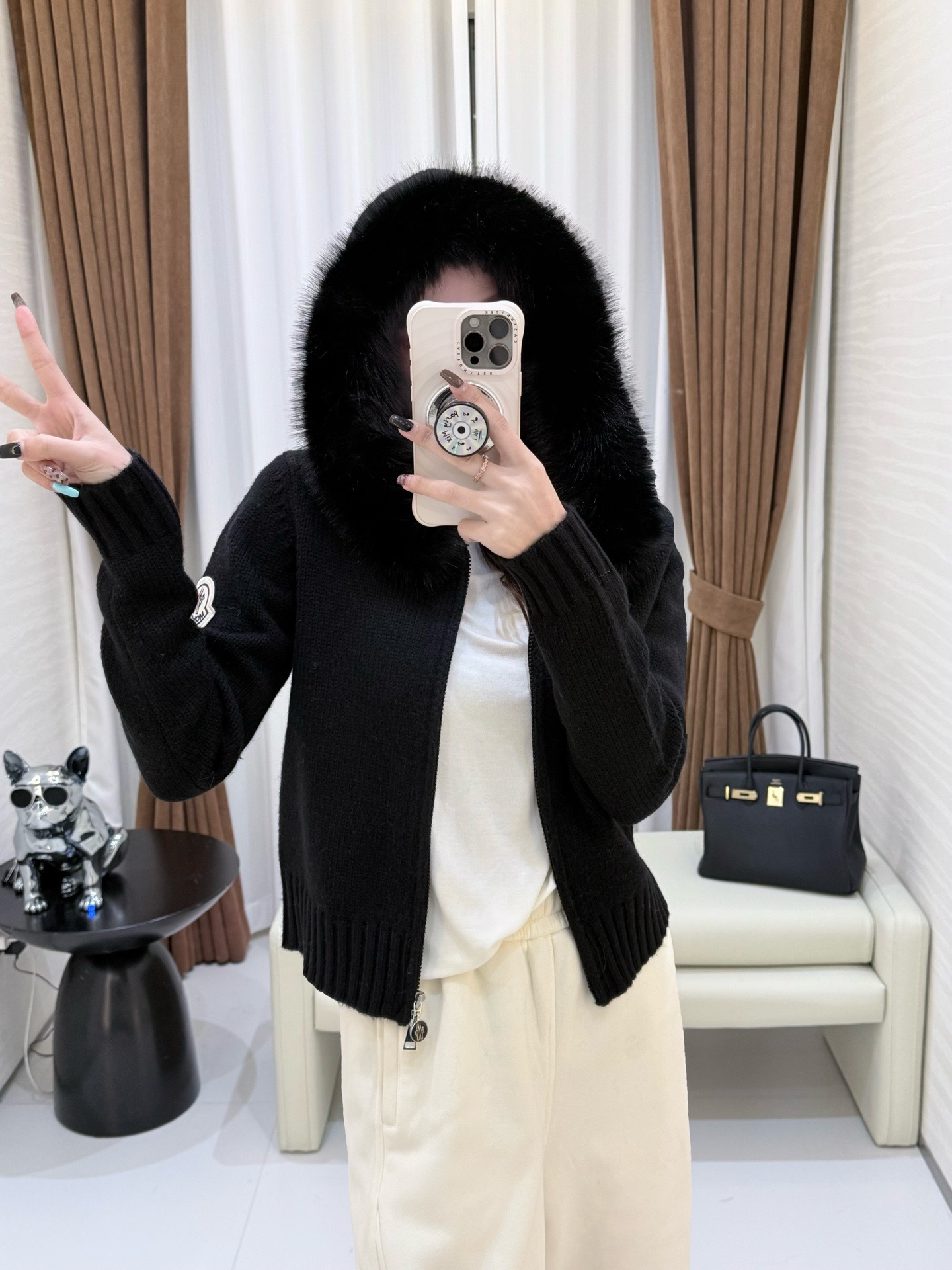 Monc 26fw hooded knit jacket