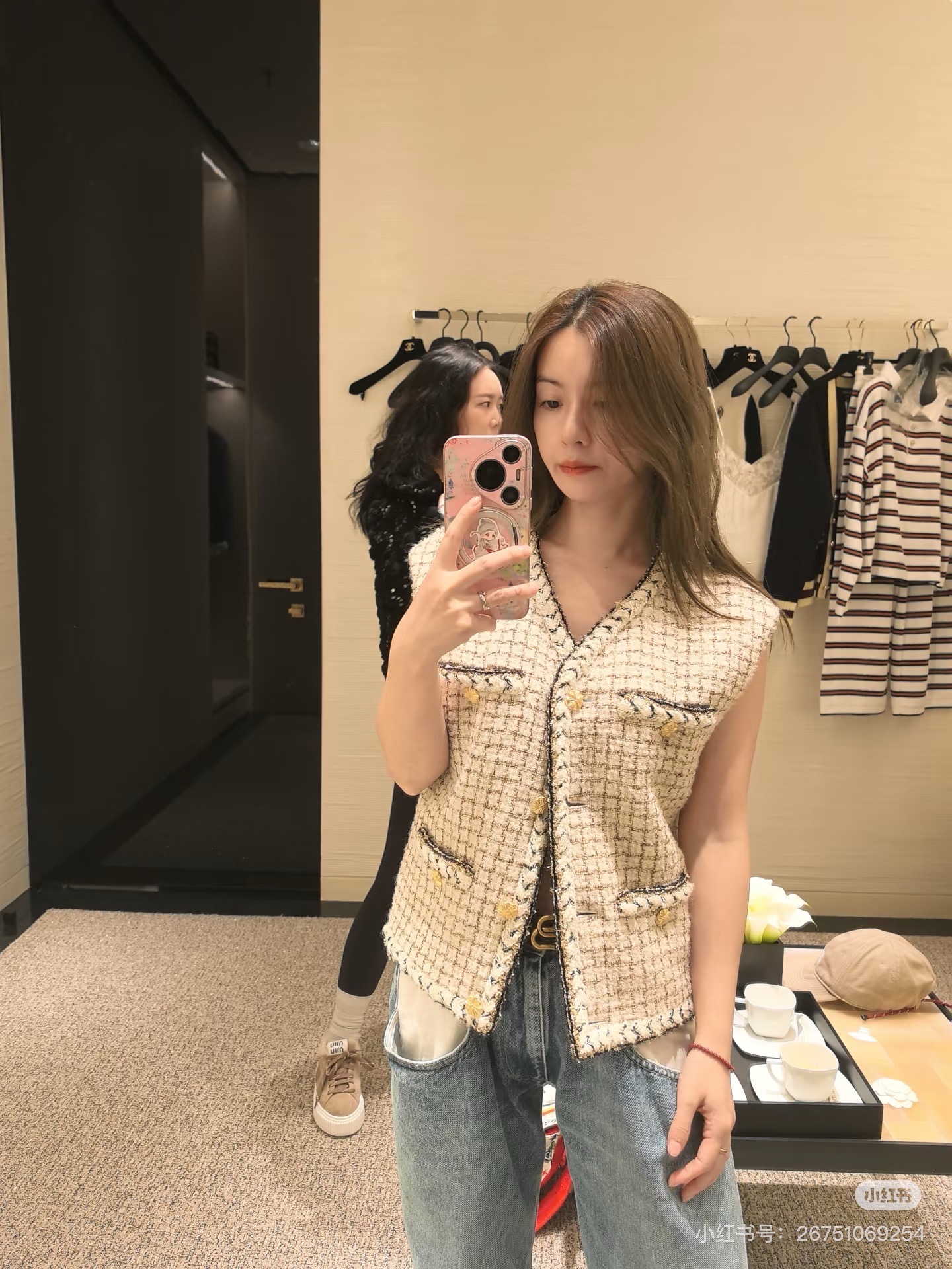 Chan 26fw woven tweed vest