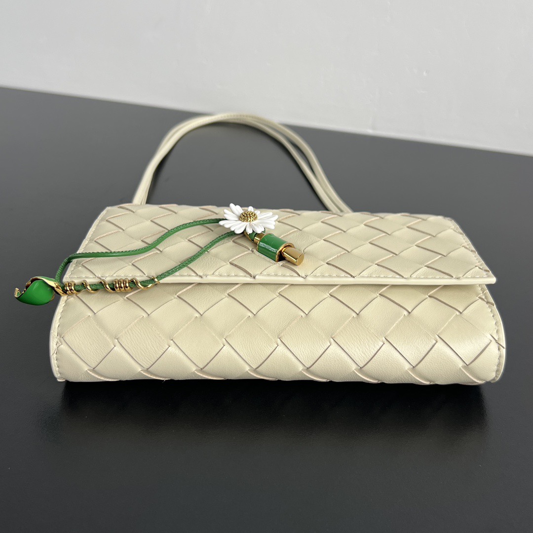 Botto Cream Woven Flap Shoulder Bag