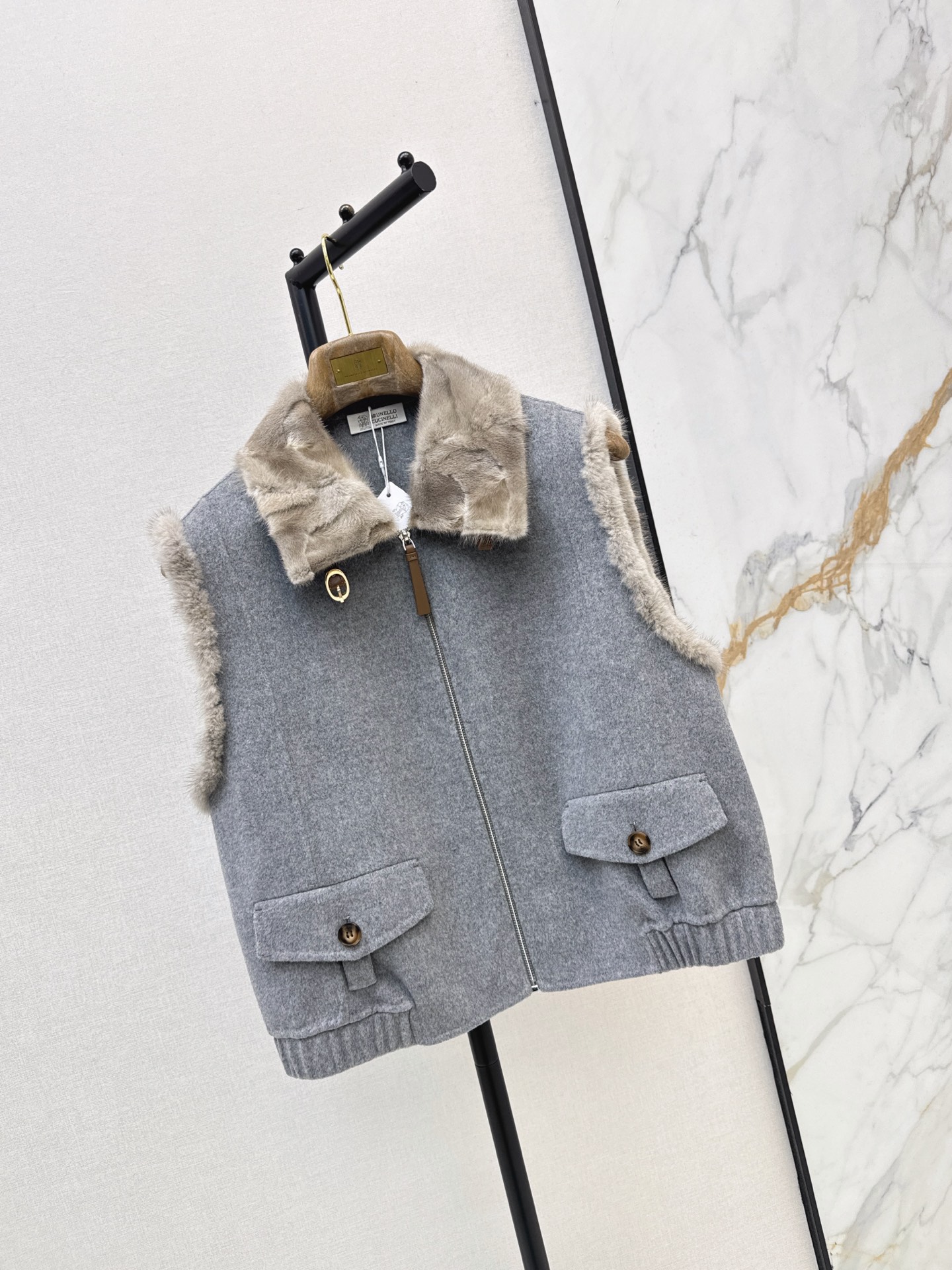 Brun 26fw woolen vest jacket