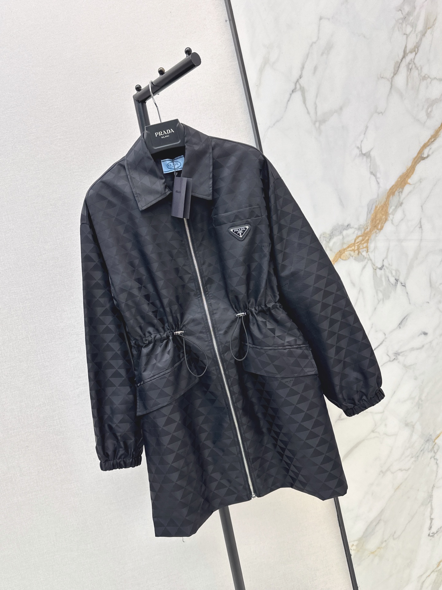 Pra 26fw drawsting zipper trench coats