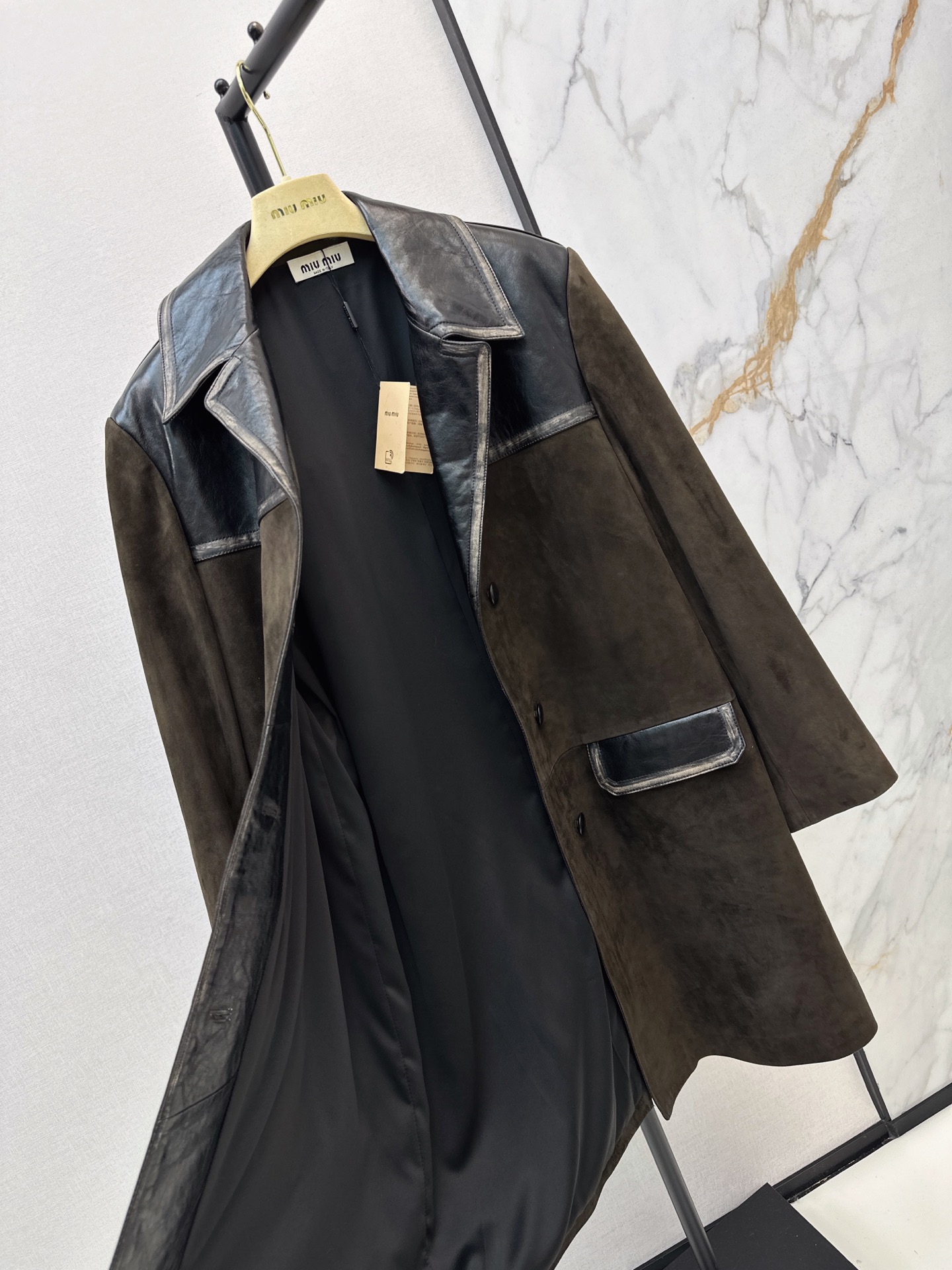 Miu 26fw long suede leather jacket
