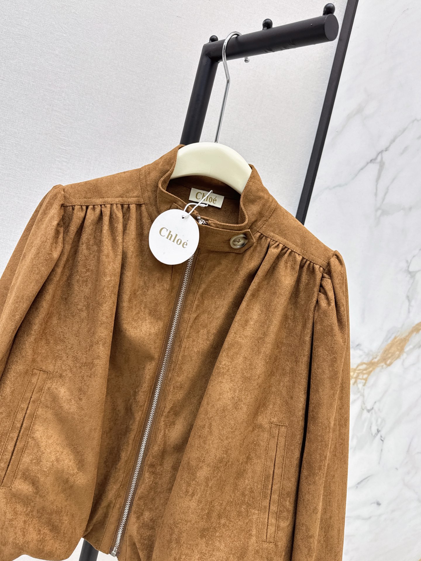 Chol 26fw suede fleece cropped jacket