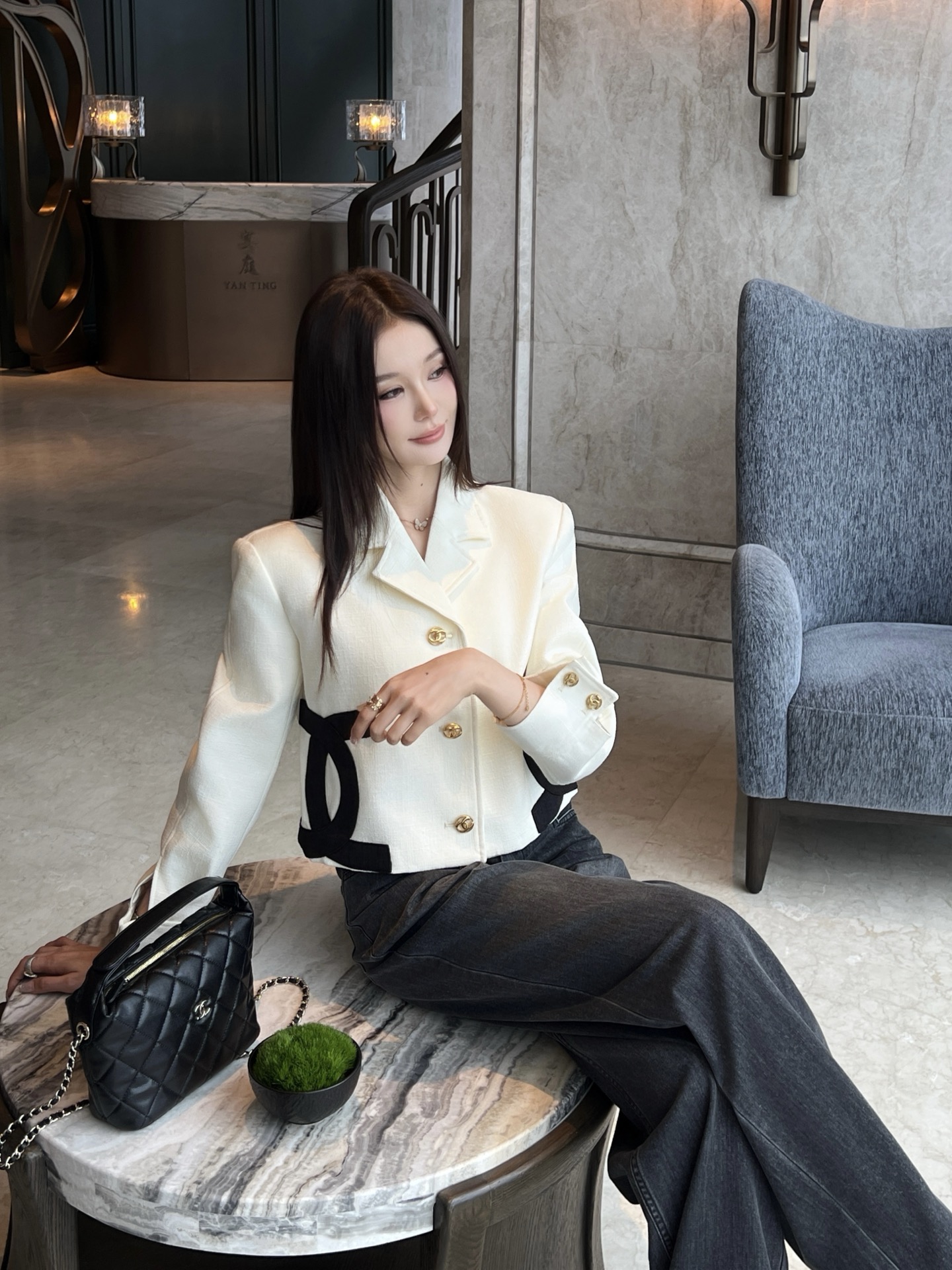 Chan 26fw cropped woven jacket
