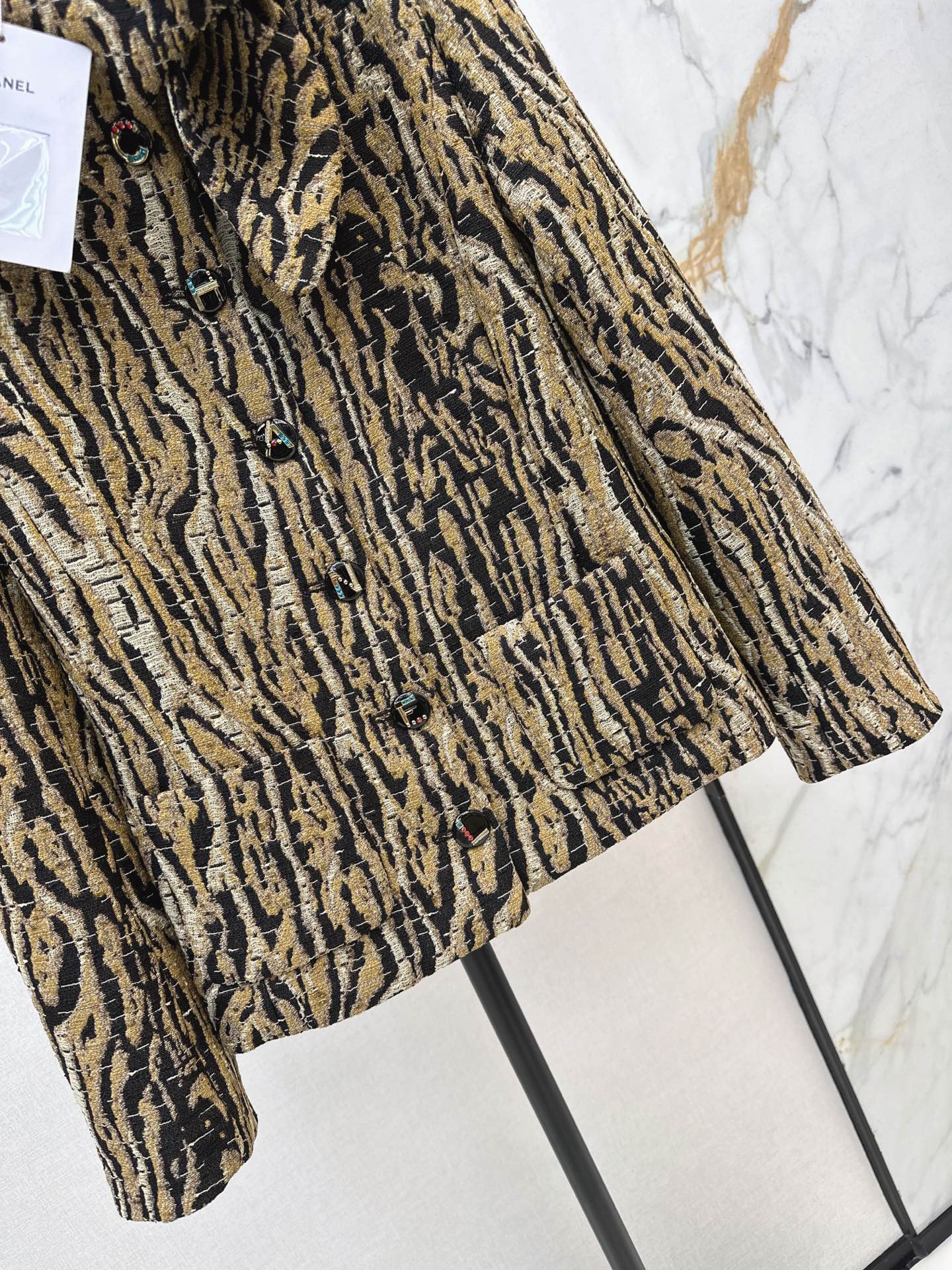 Chan 26fw leapard jacquard woven jacket