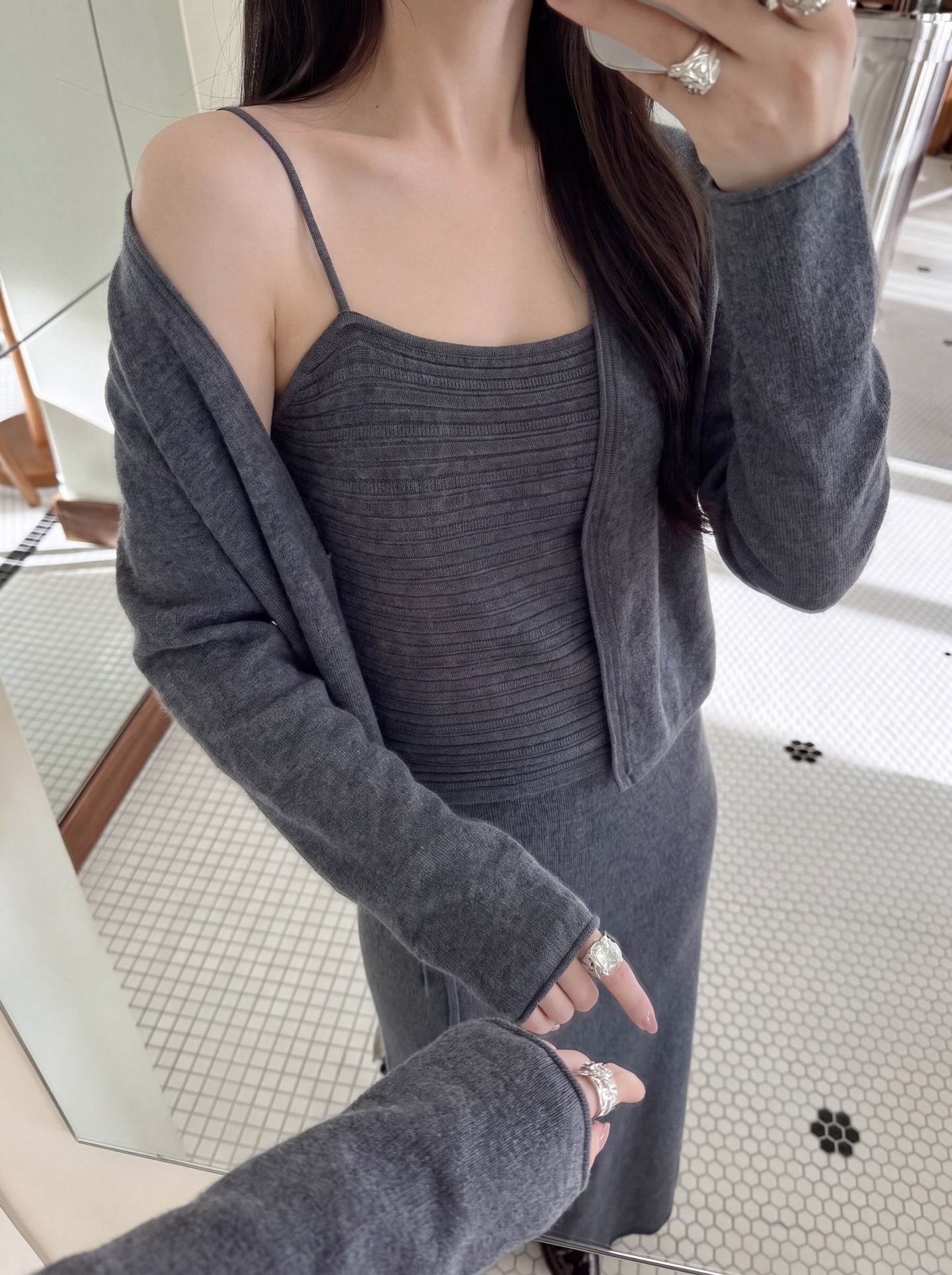 Ralp 26fw knit vest cardigan skirt sets