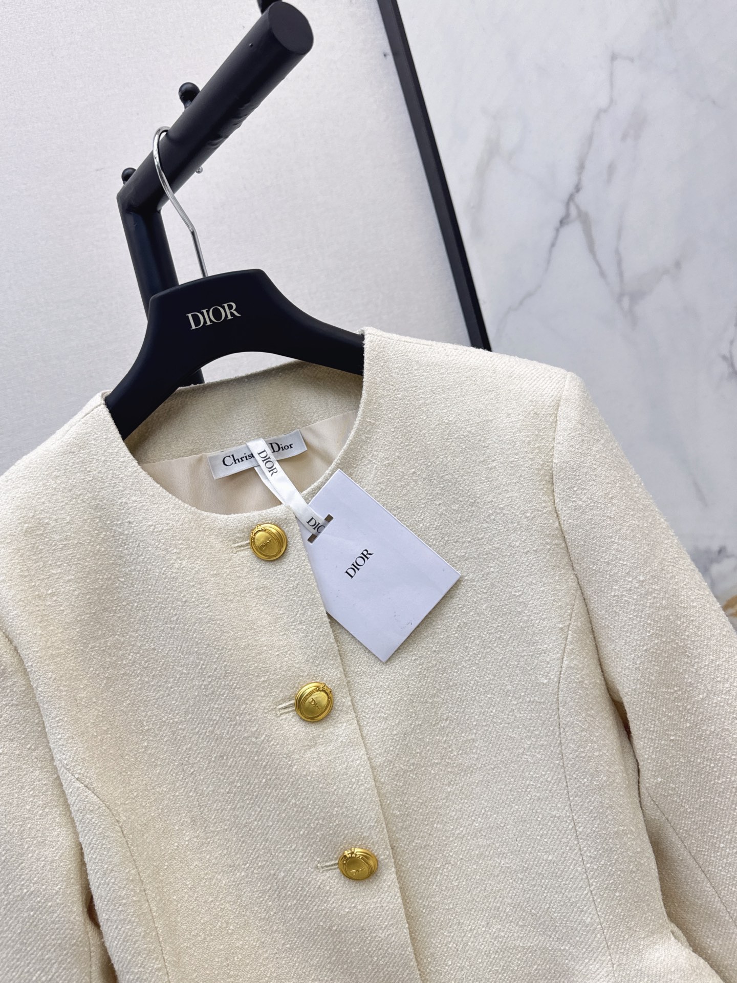 CD 26fw collarless peplum jacket