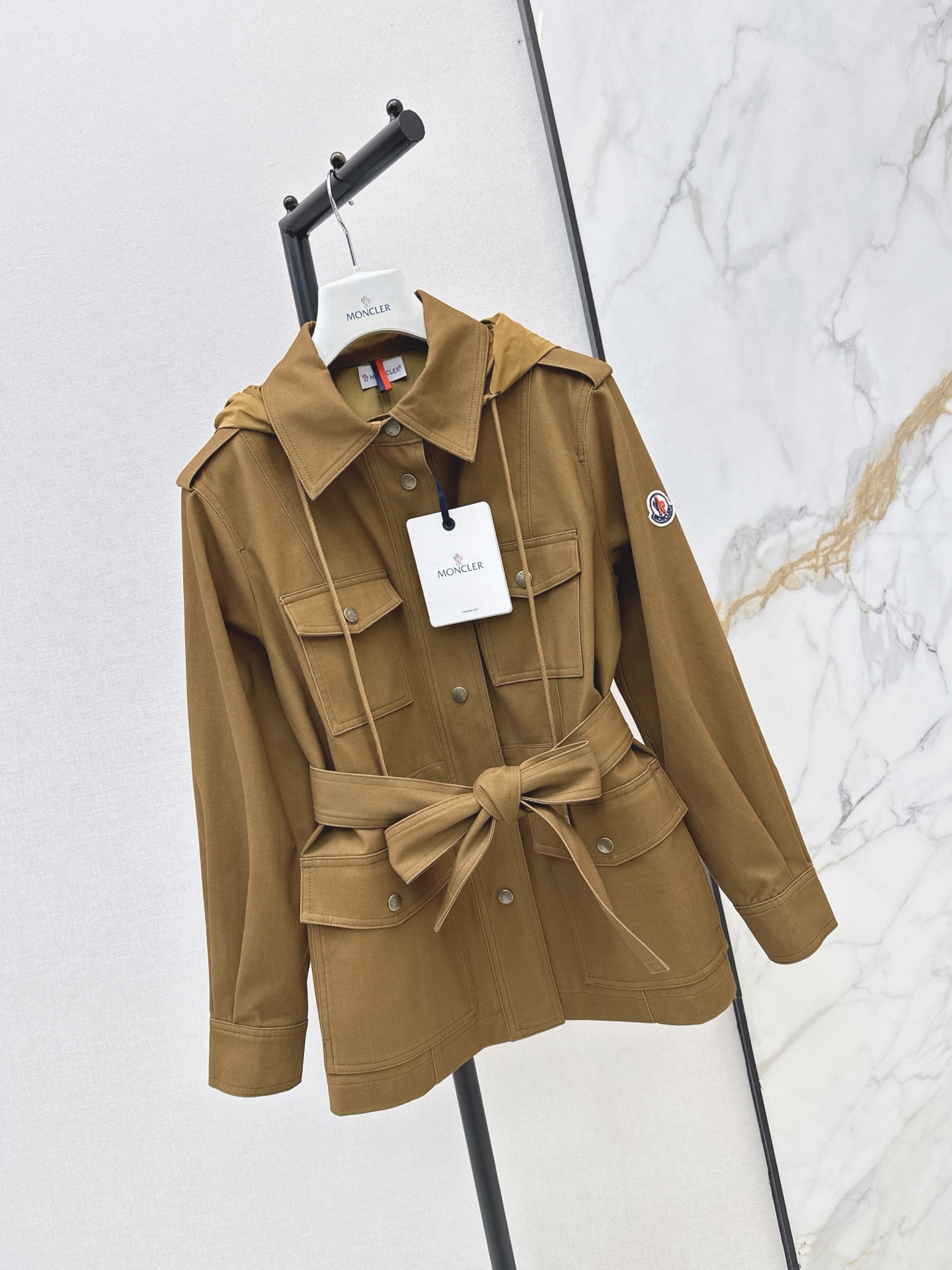 Monc 26fw hooded belted trench coats