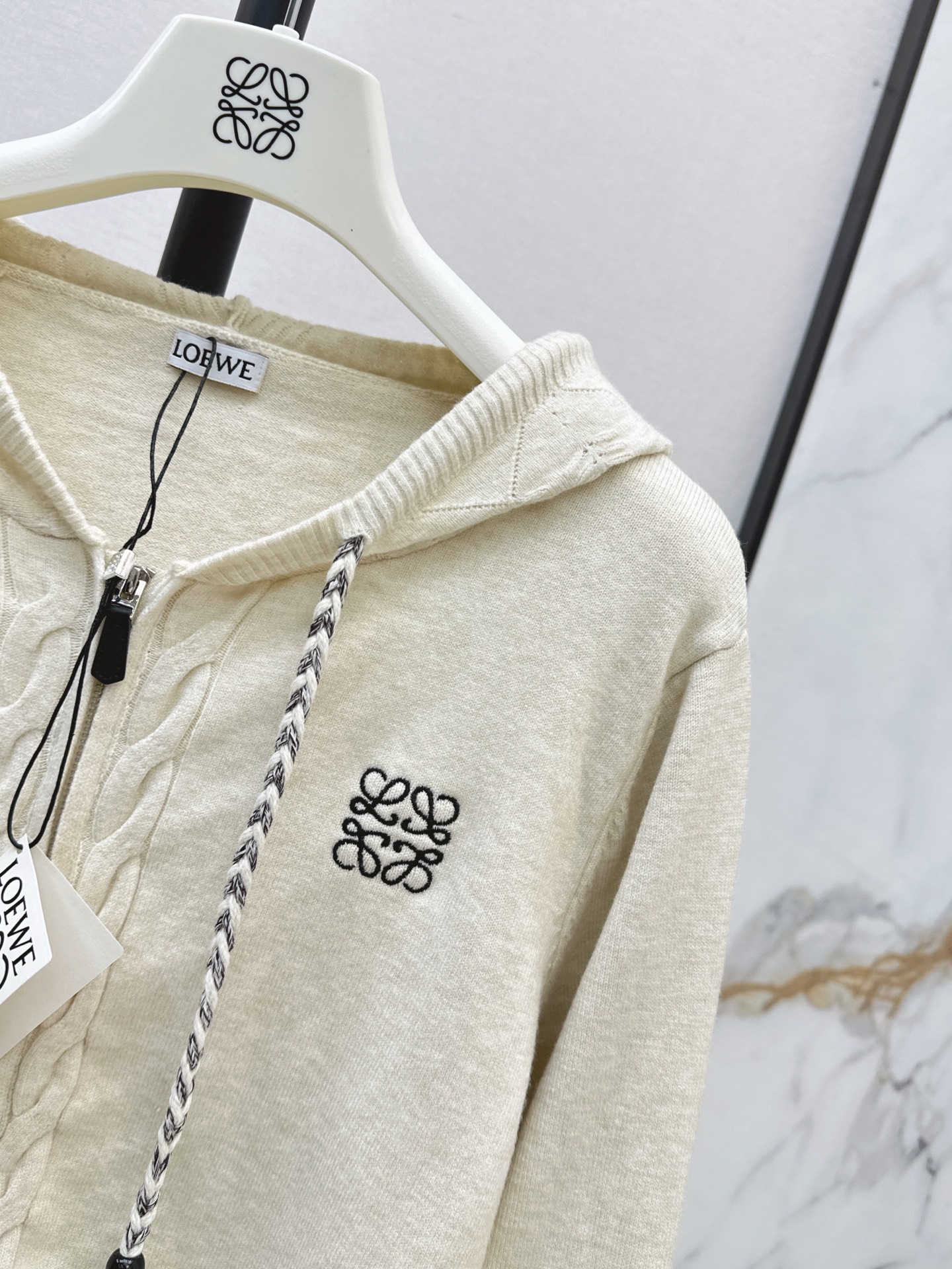 Loe 26fw hooded knit cardigan