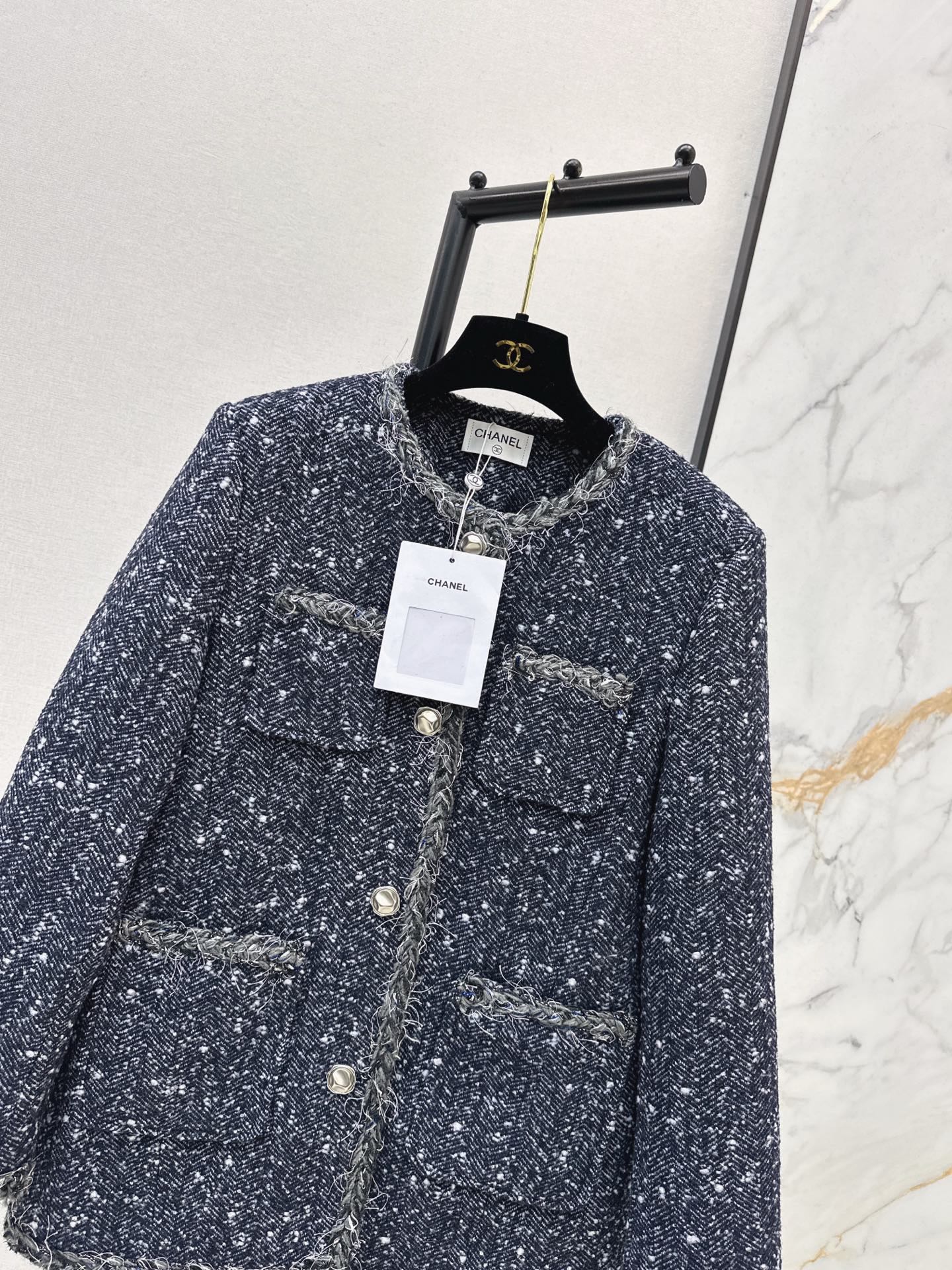 Chan 26fw goose down filled tweed woven jacket