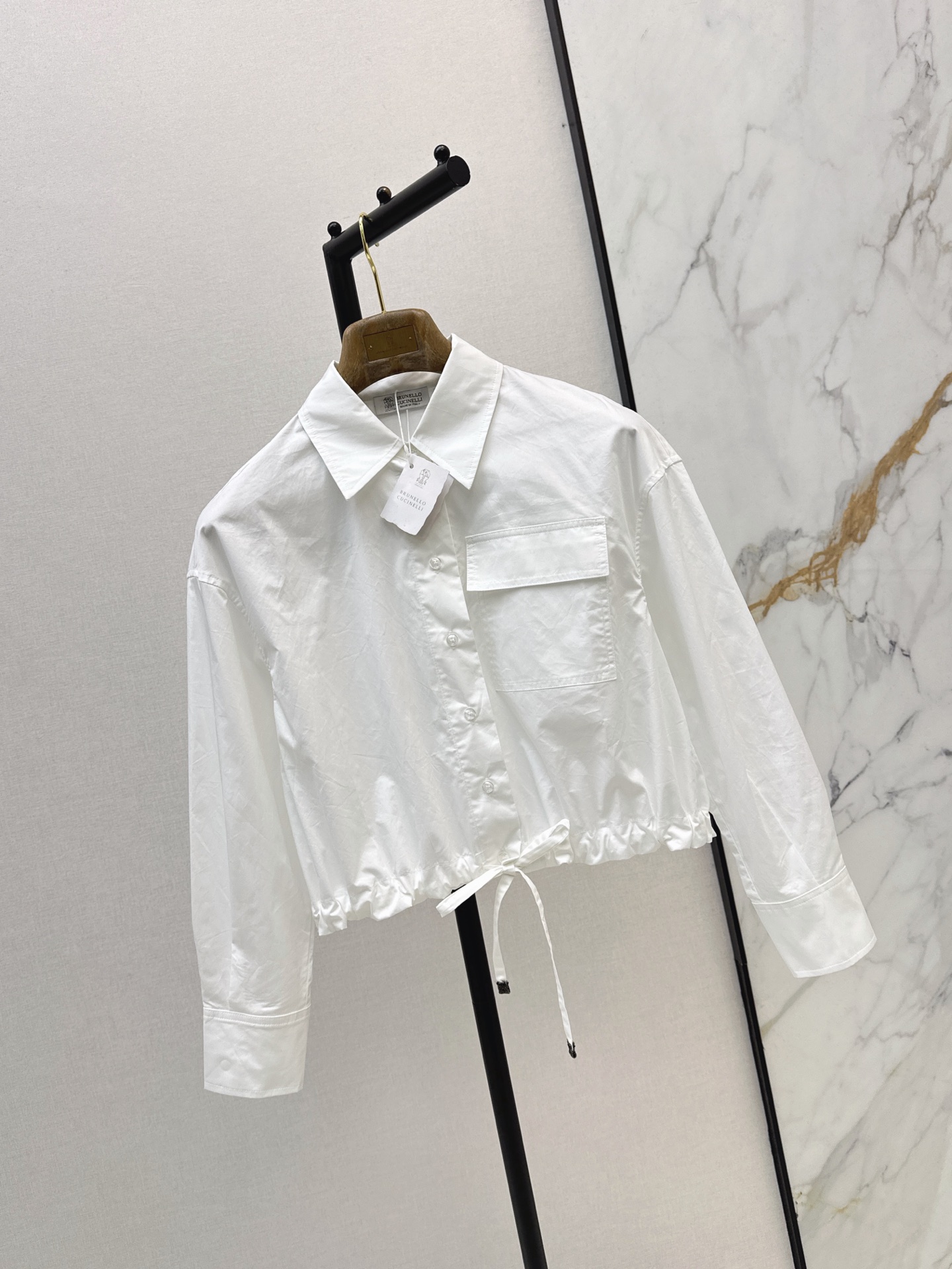 Brun 26fw cropped drawstring shirt