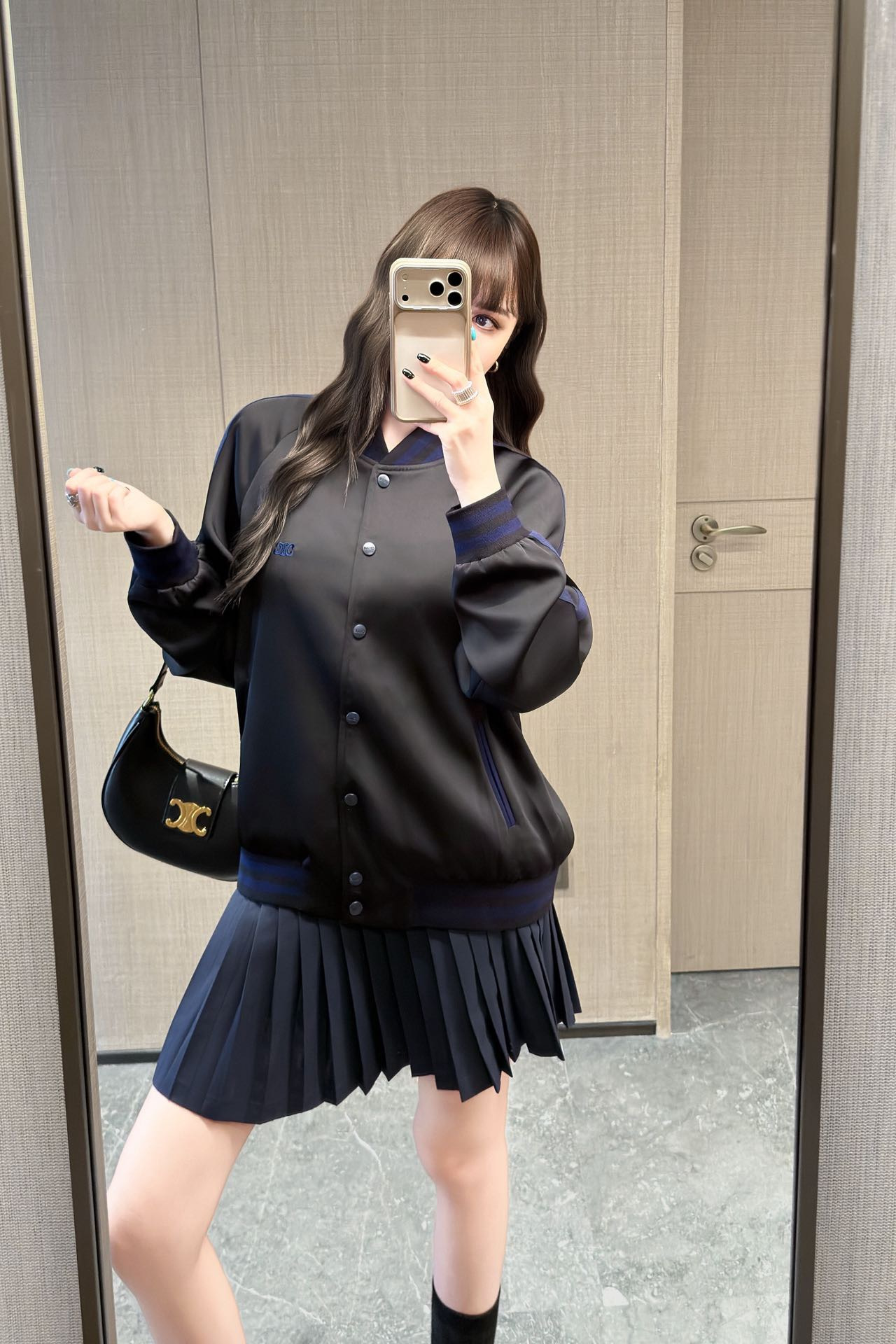 Celi 26fw satin bomber jacket