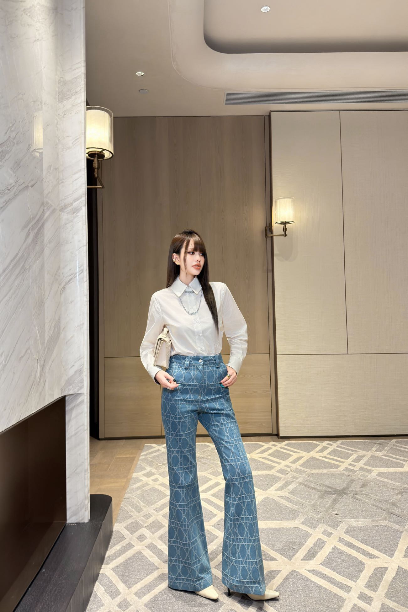 CD 26fw jacquard flared jeans