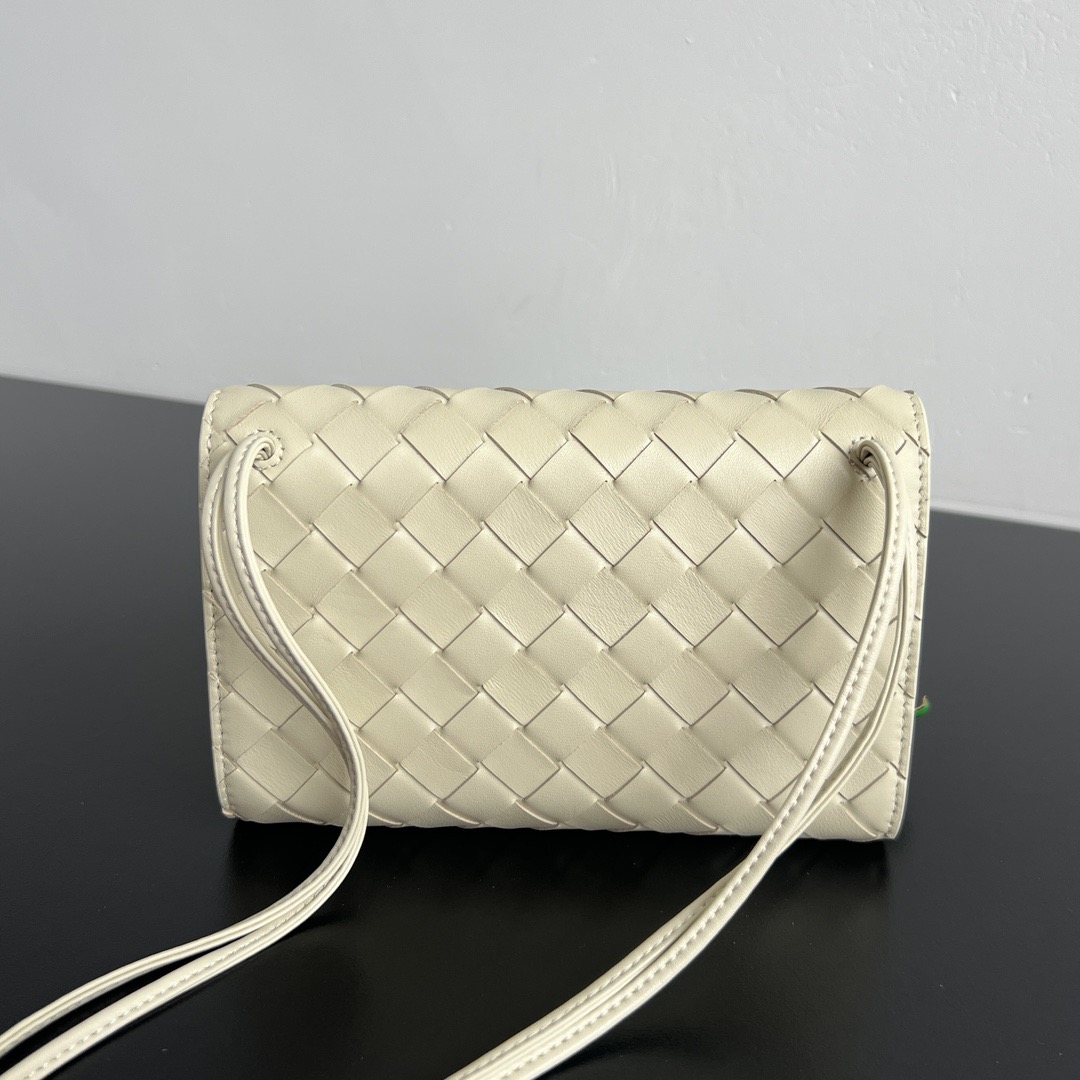 Botto Cream Woven Flap Shoulder Bag